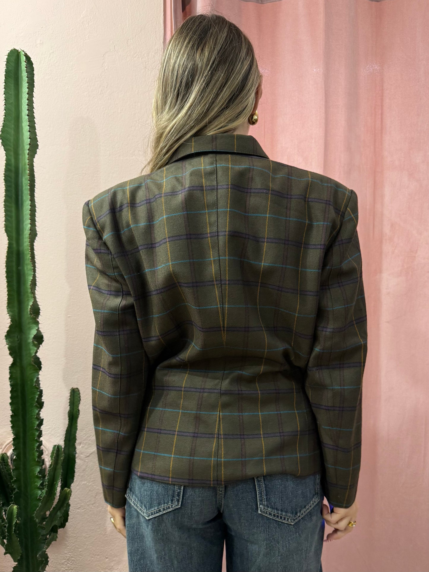 Blazer quadrettato in lana