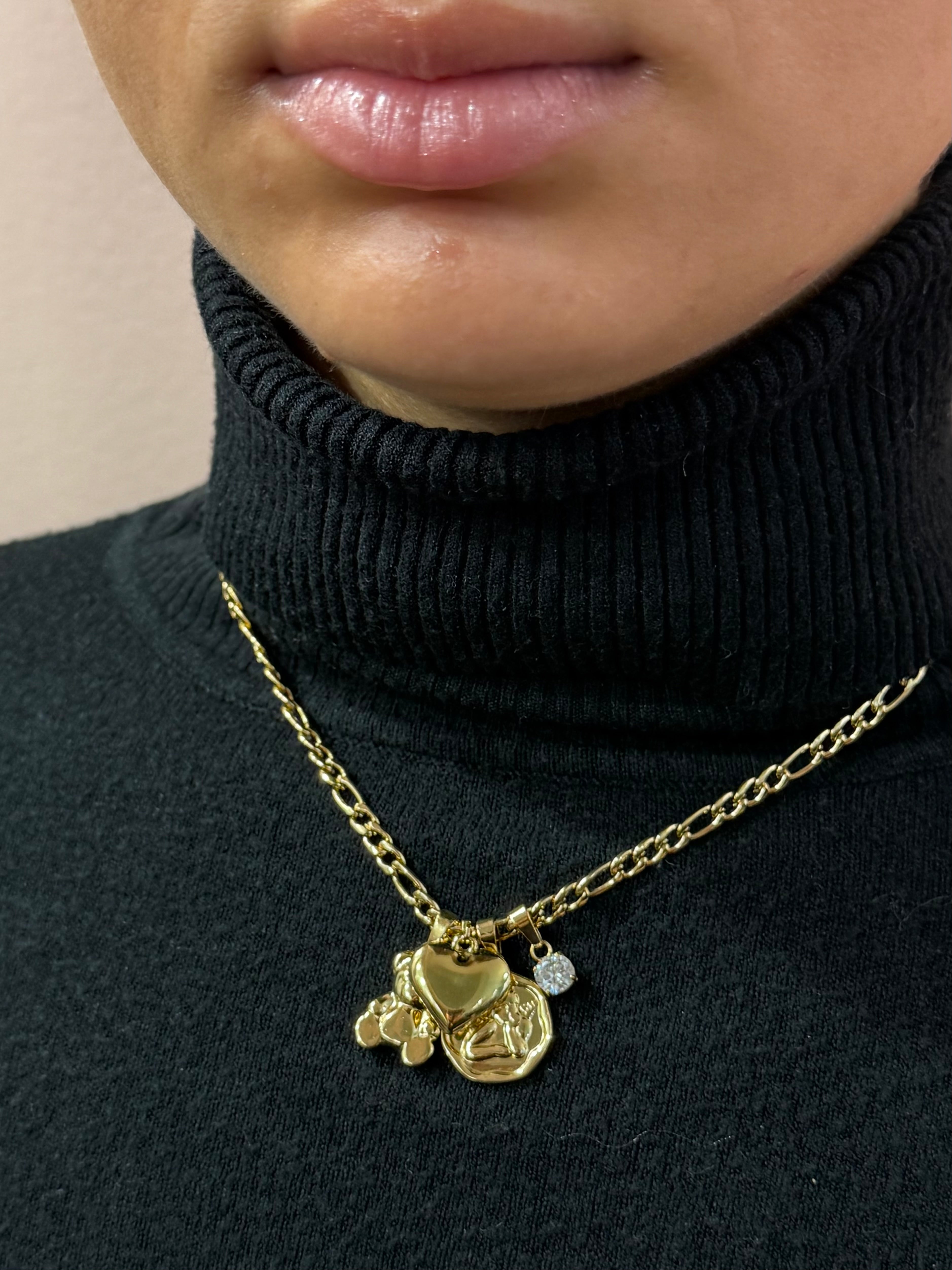 Collana multi charm cuore