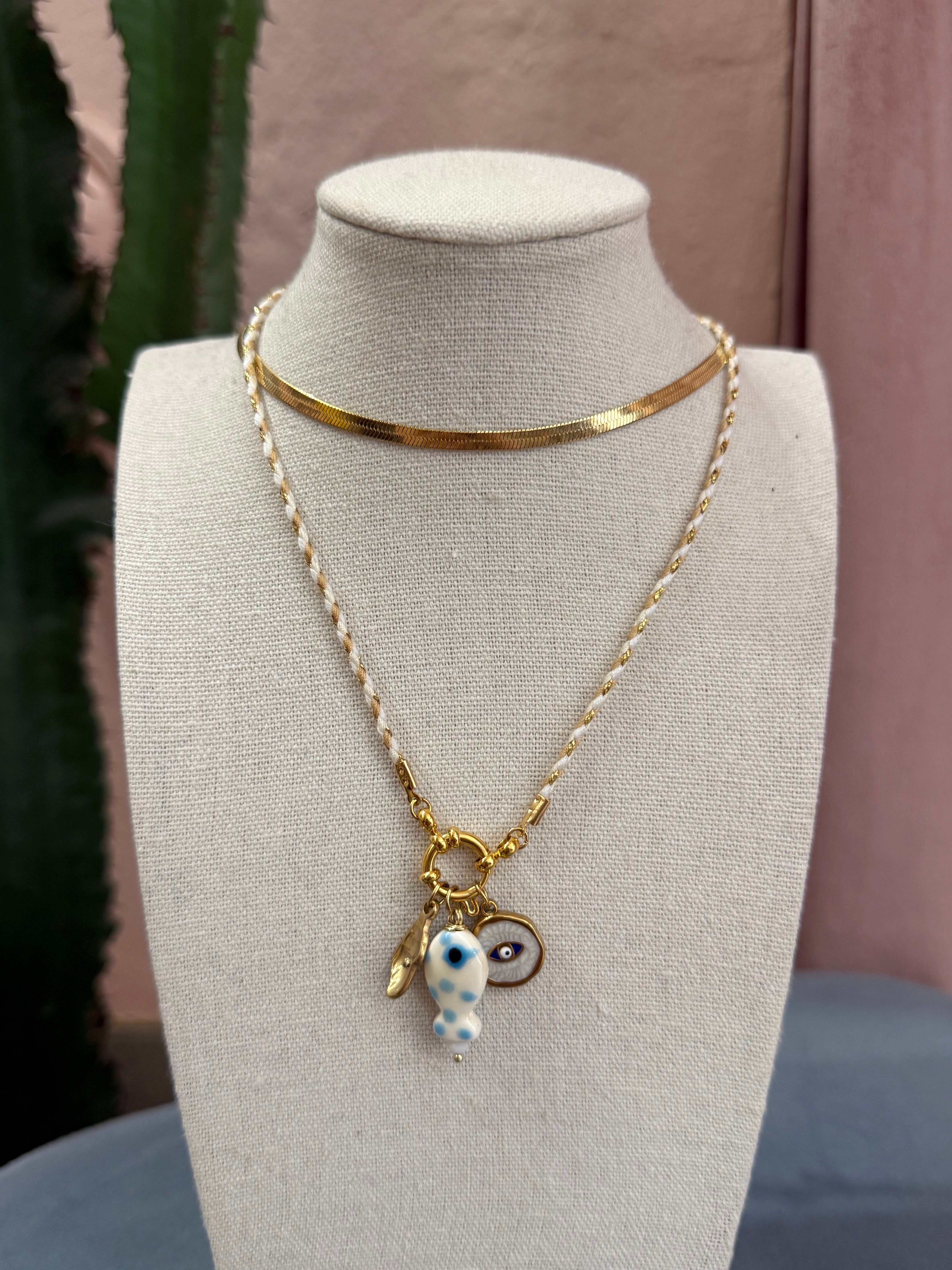 Collana in corda mix ciondoli pesci più colori