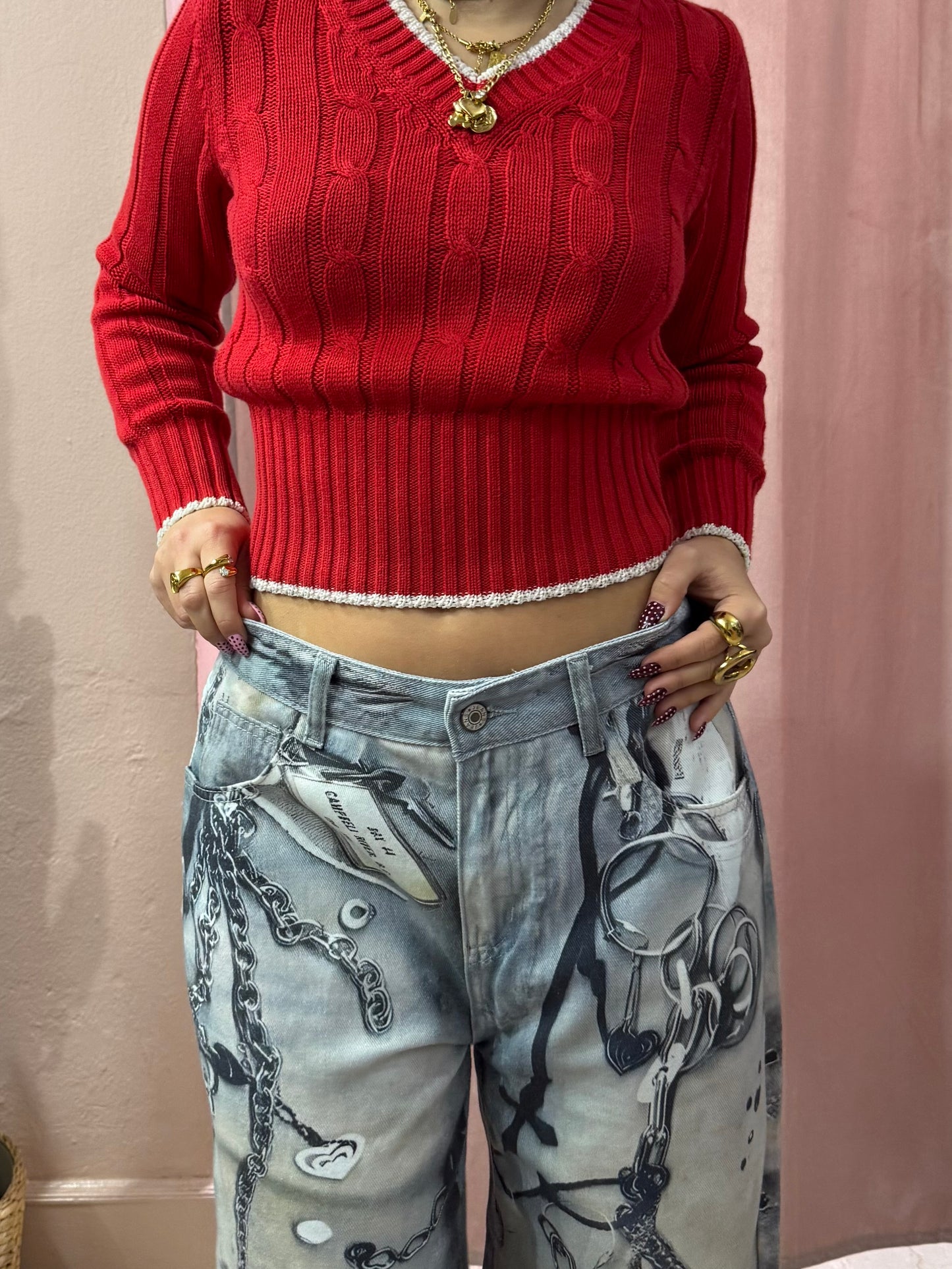 Pantalone wide leg stampato