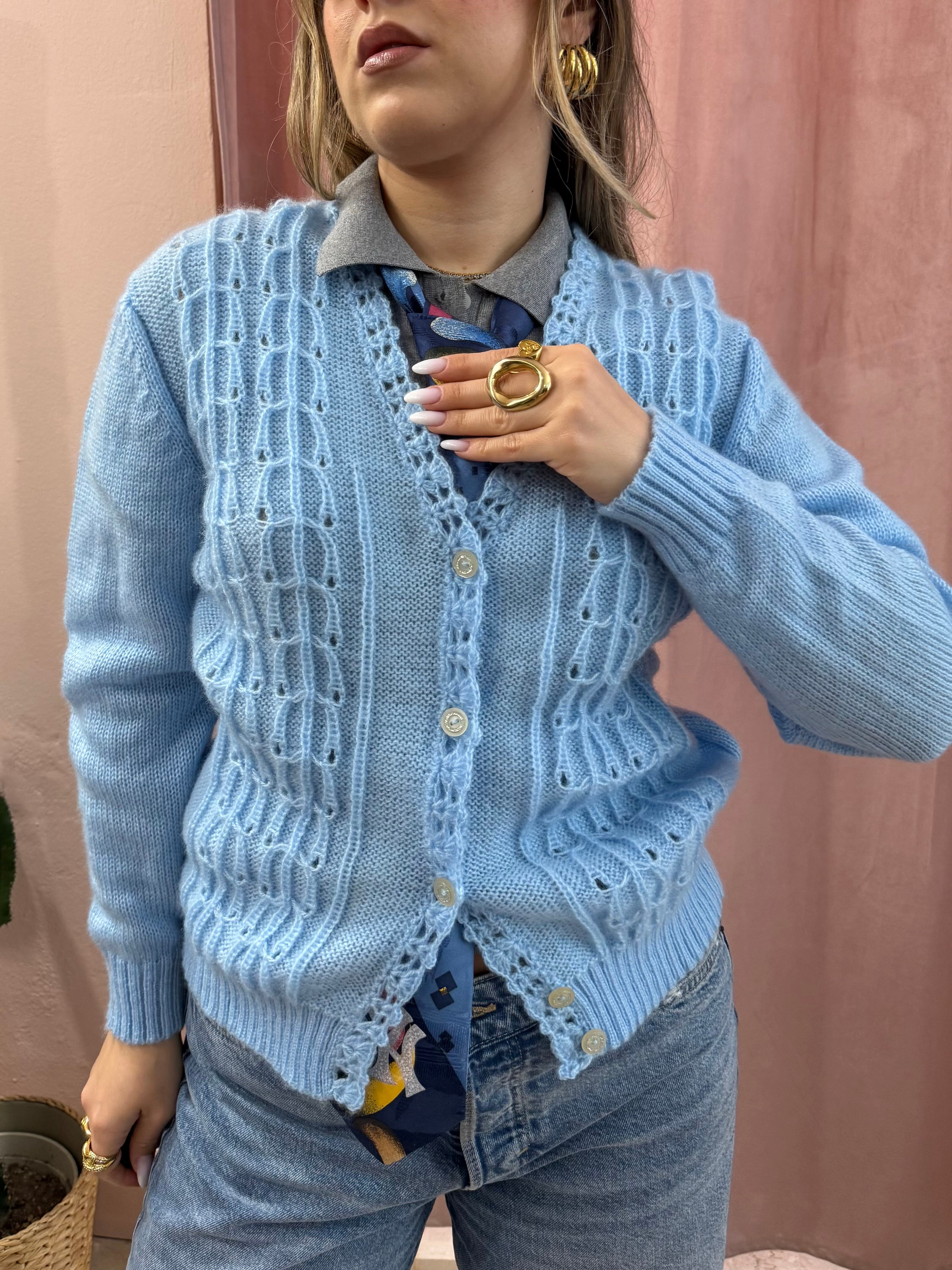 cardigan azzurro baby