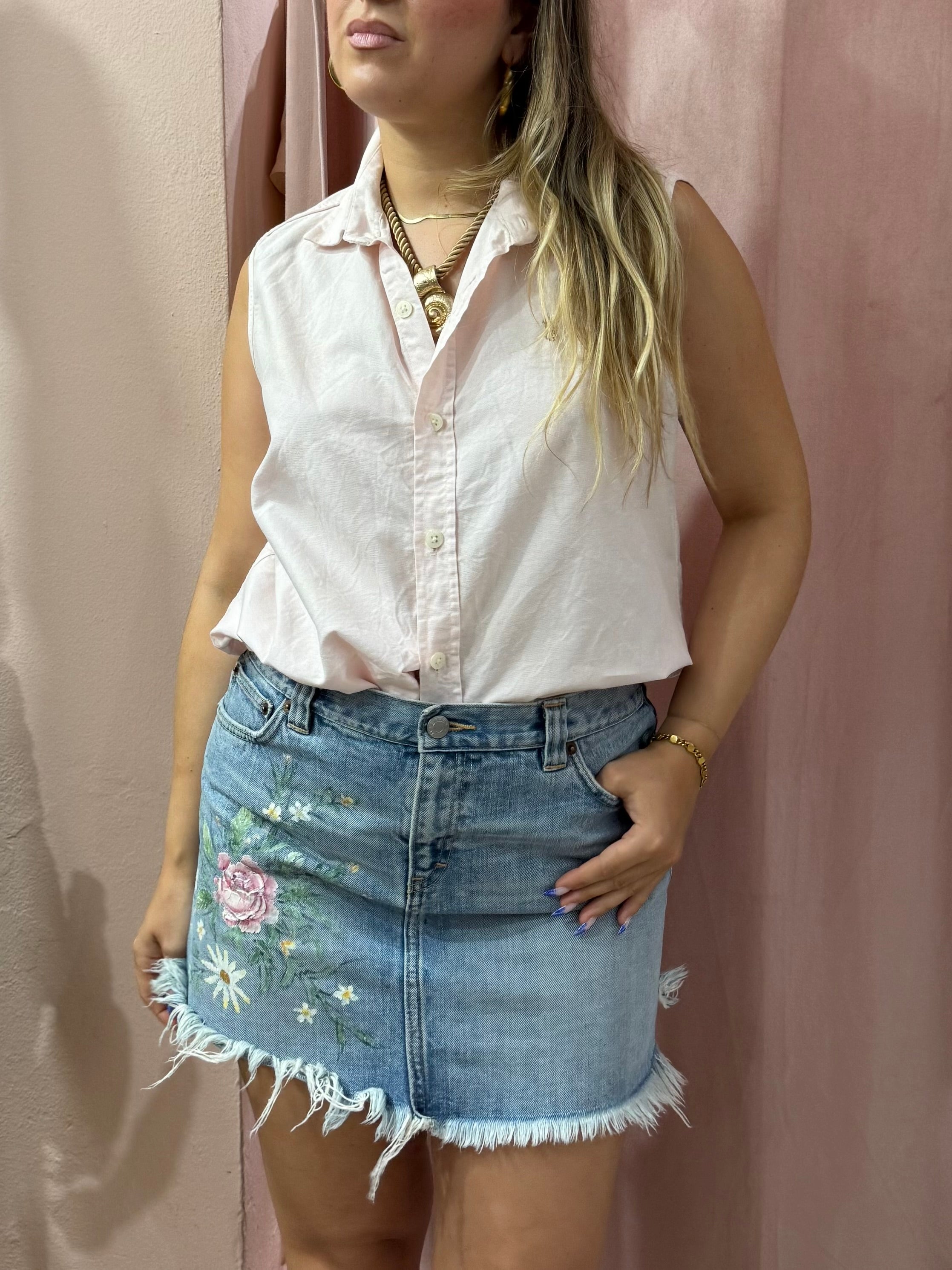 Minigonna Ralph Lauren in denim ricamata