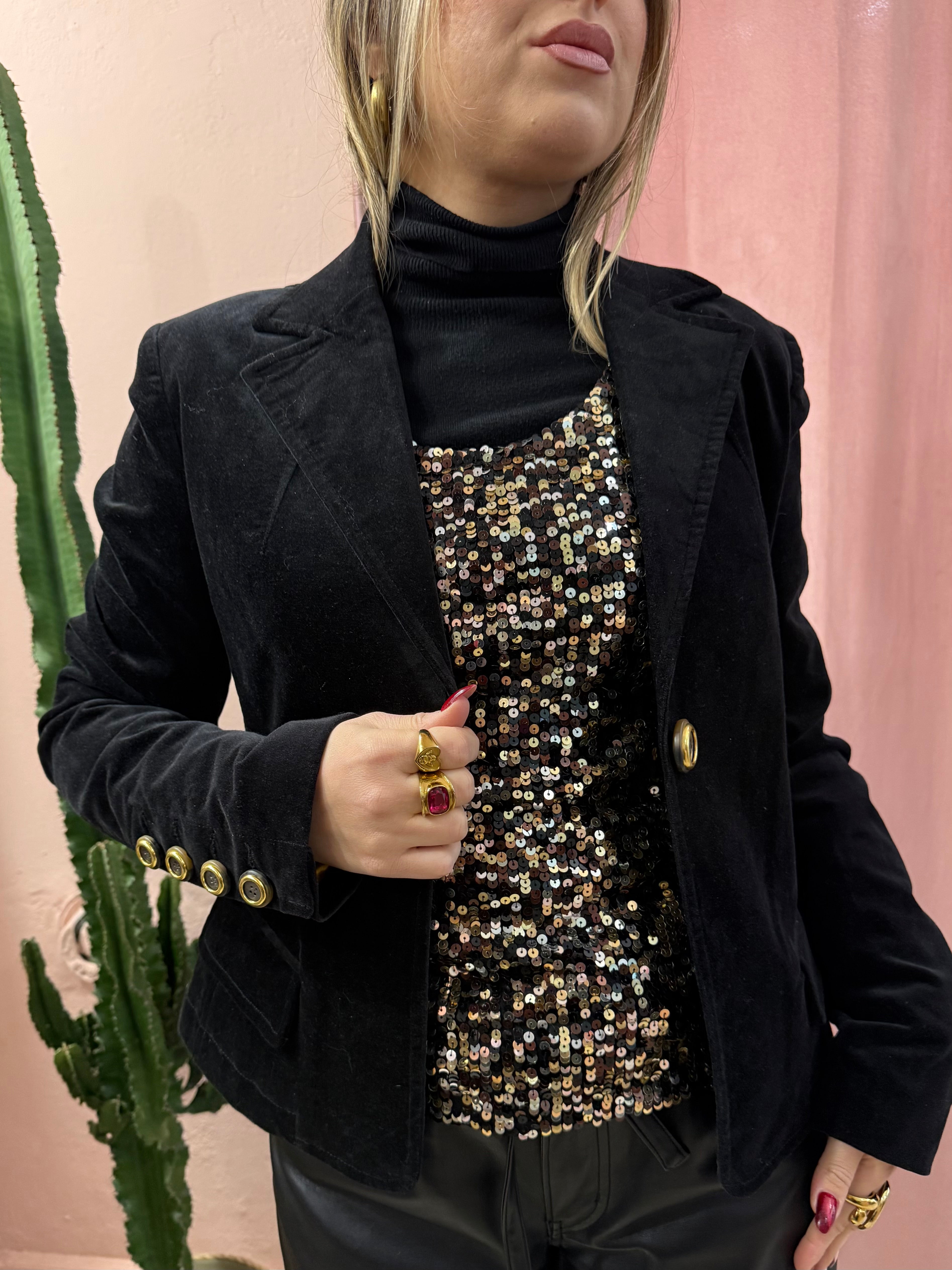 Top in paillettes dorato