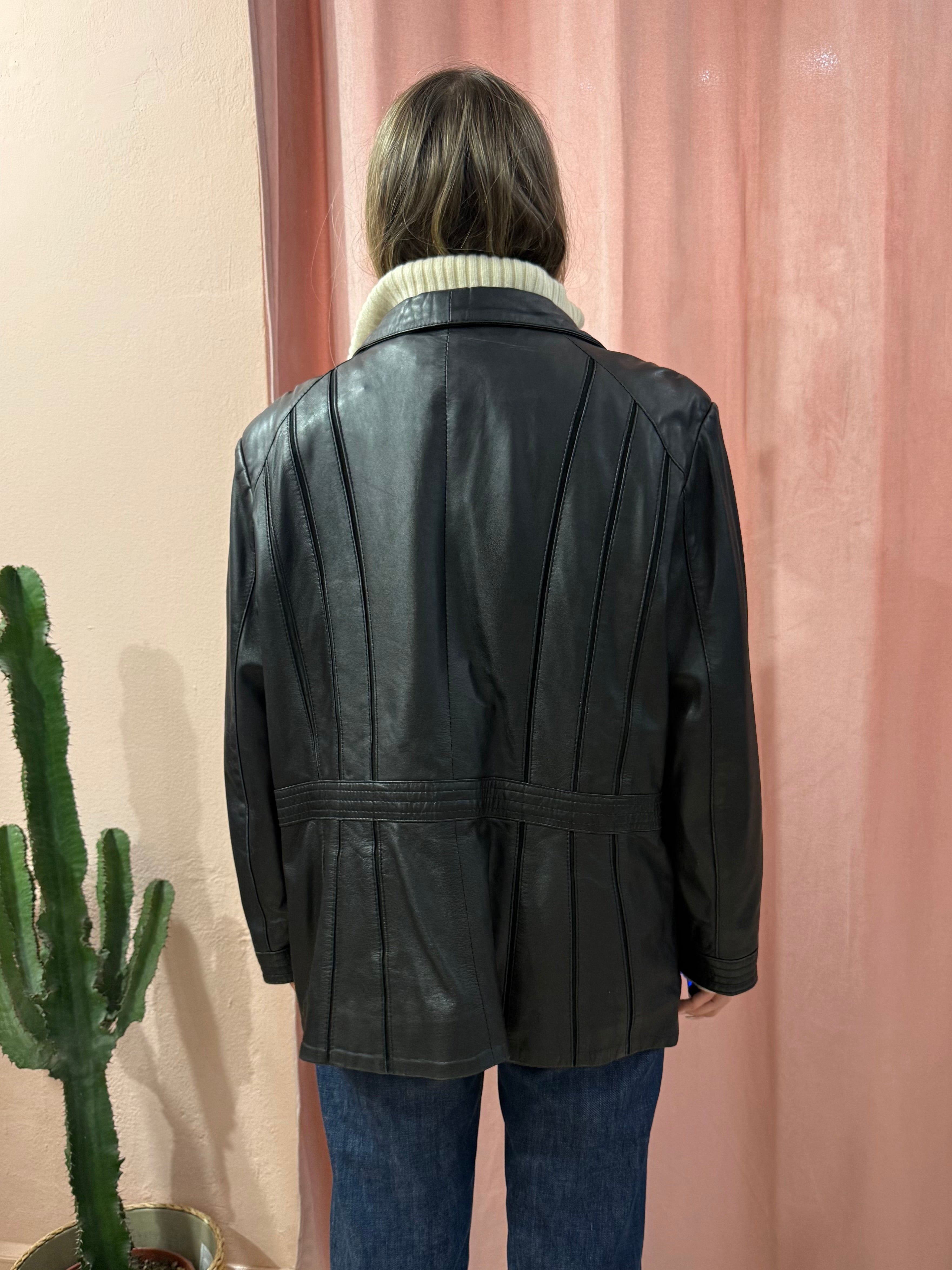 Giacca in pelle con zip