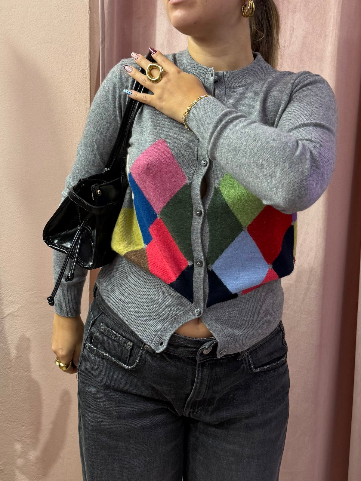 cardigan a rombi Ballantyne lana e cashmere
