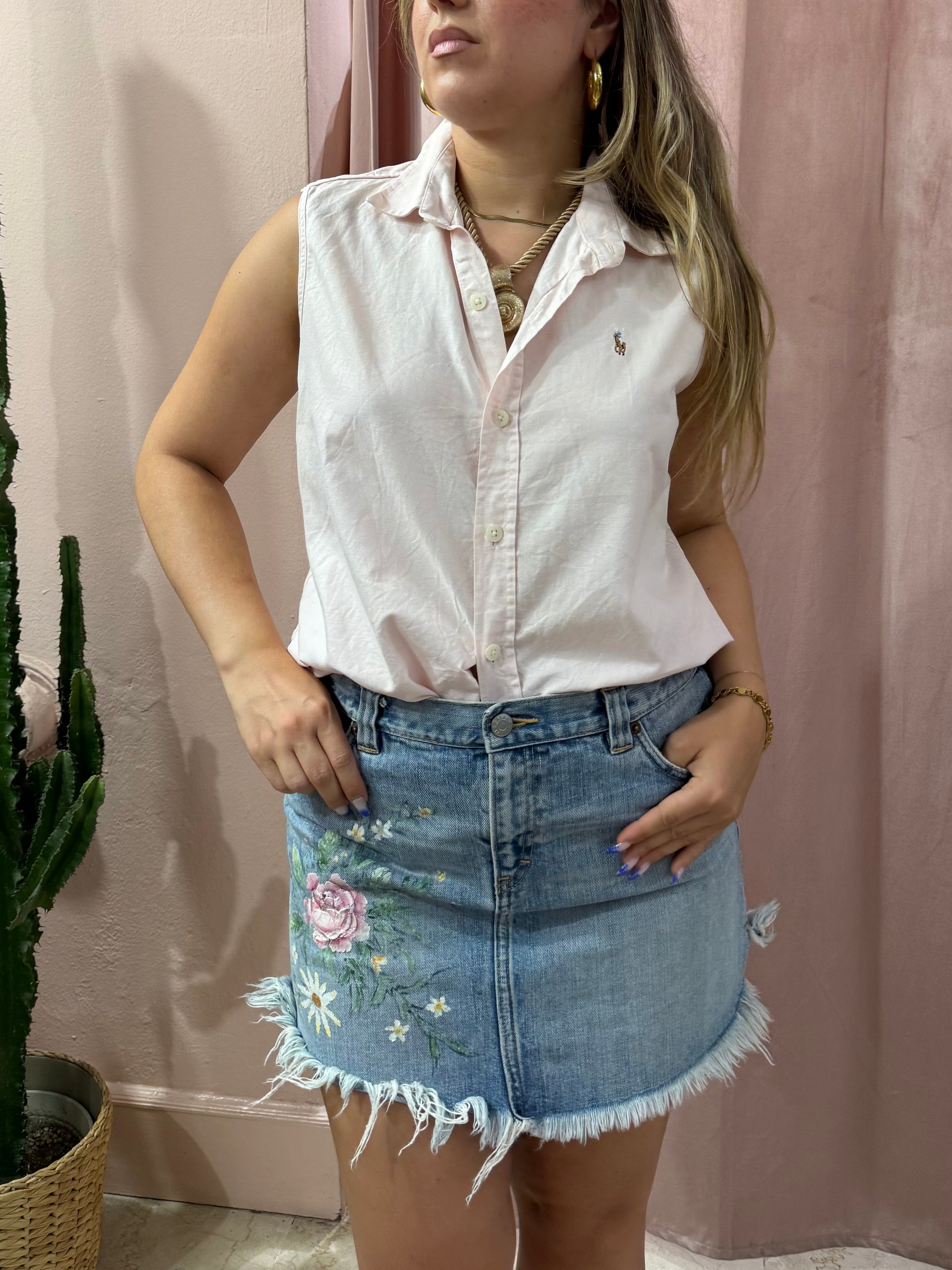 Minigonna Ralph Lauren in denim ricamata