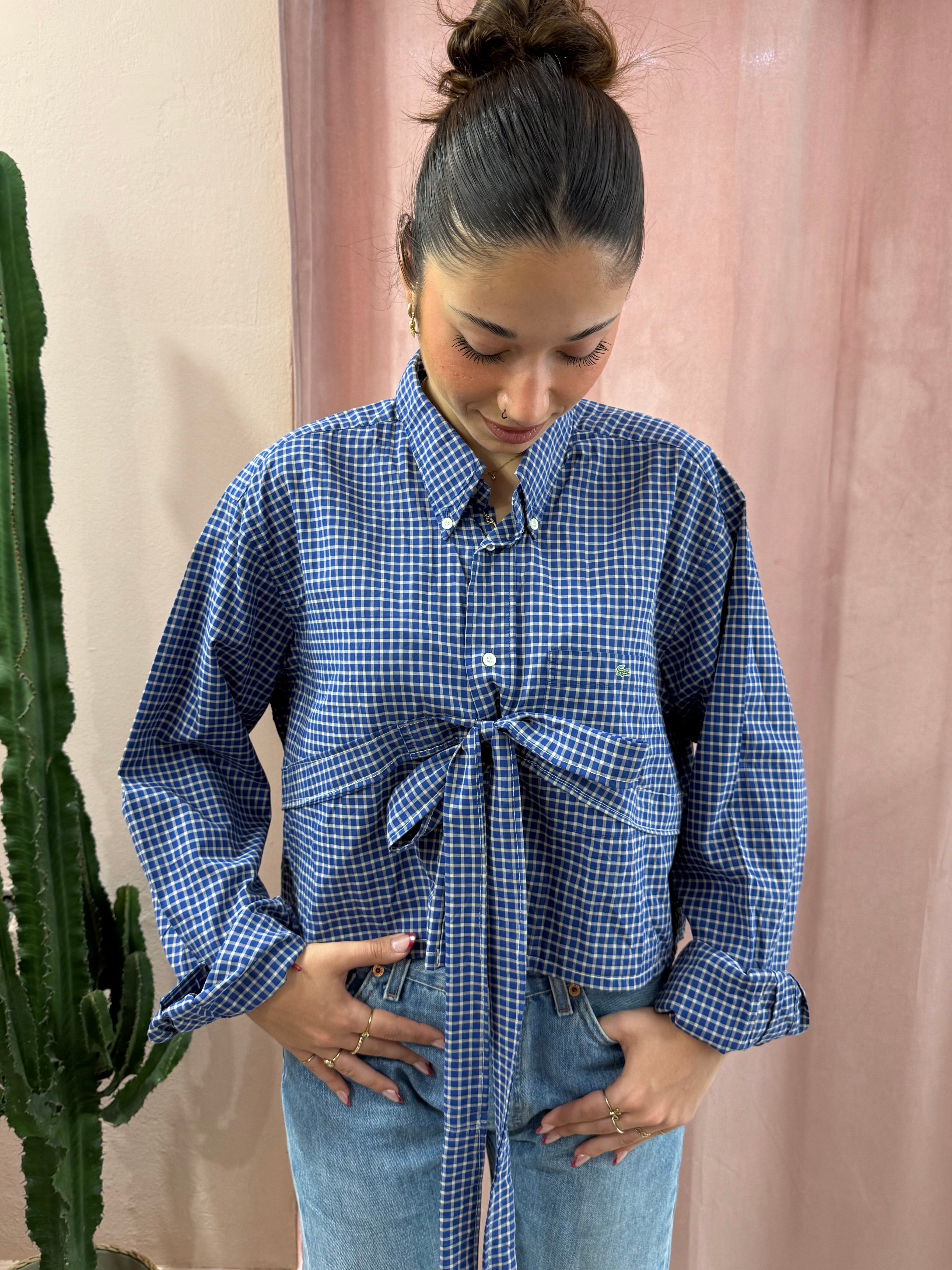 Camicia Lacoste upcycling quadretti blu