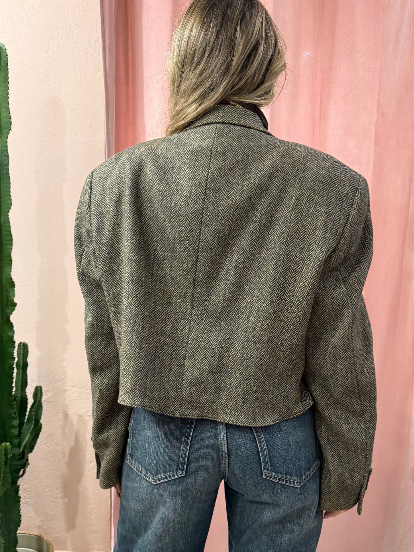 Blazer vintage crop spigato