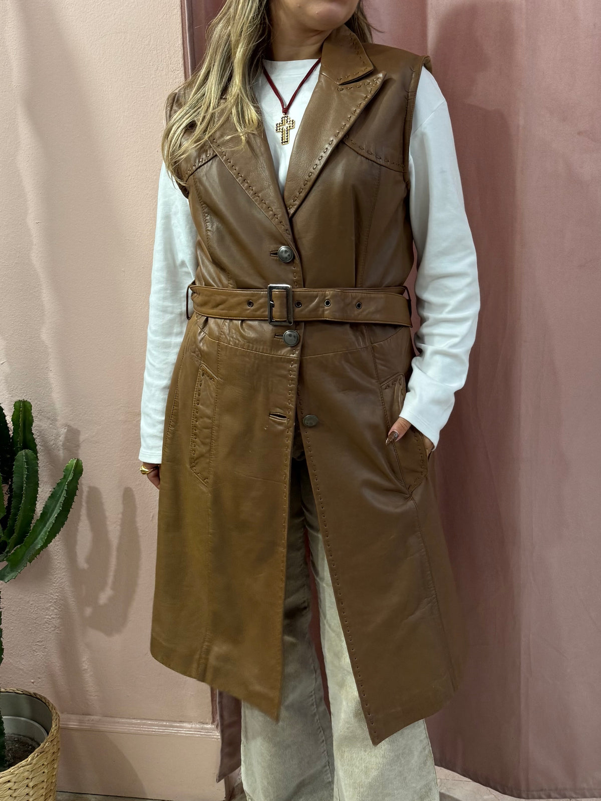 Smanicato in vera pelle biscotto
