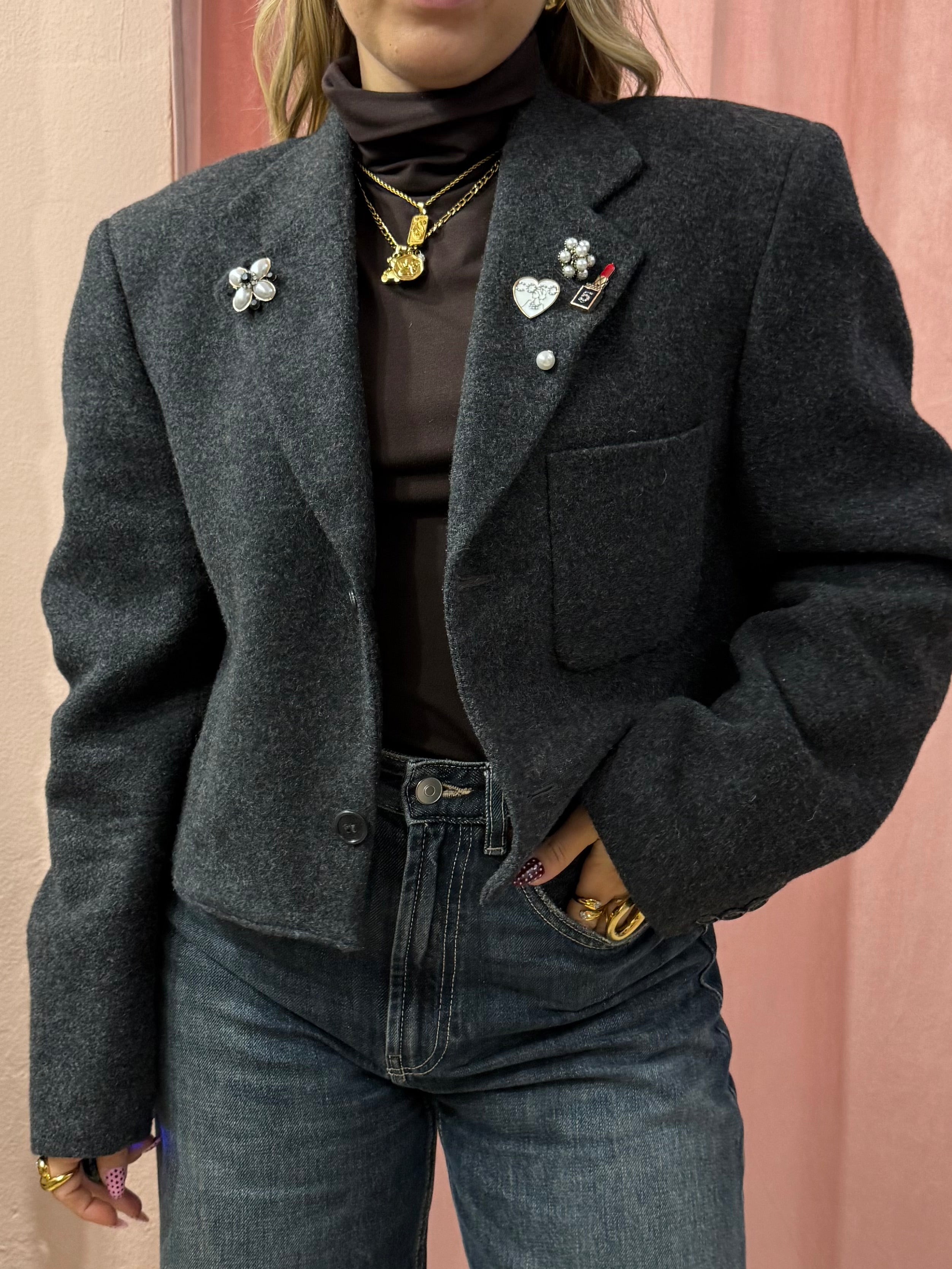 Blazer vintage crop antracite