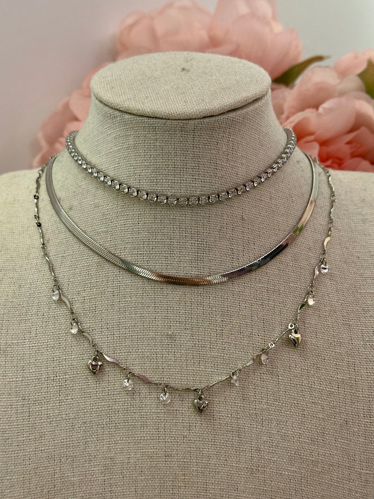 collana girocollo gocce cuoricini