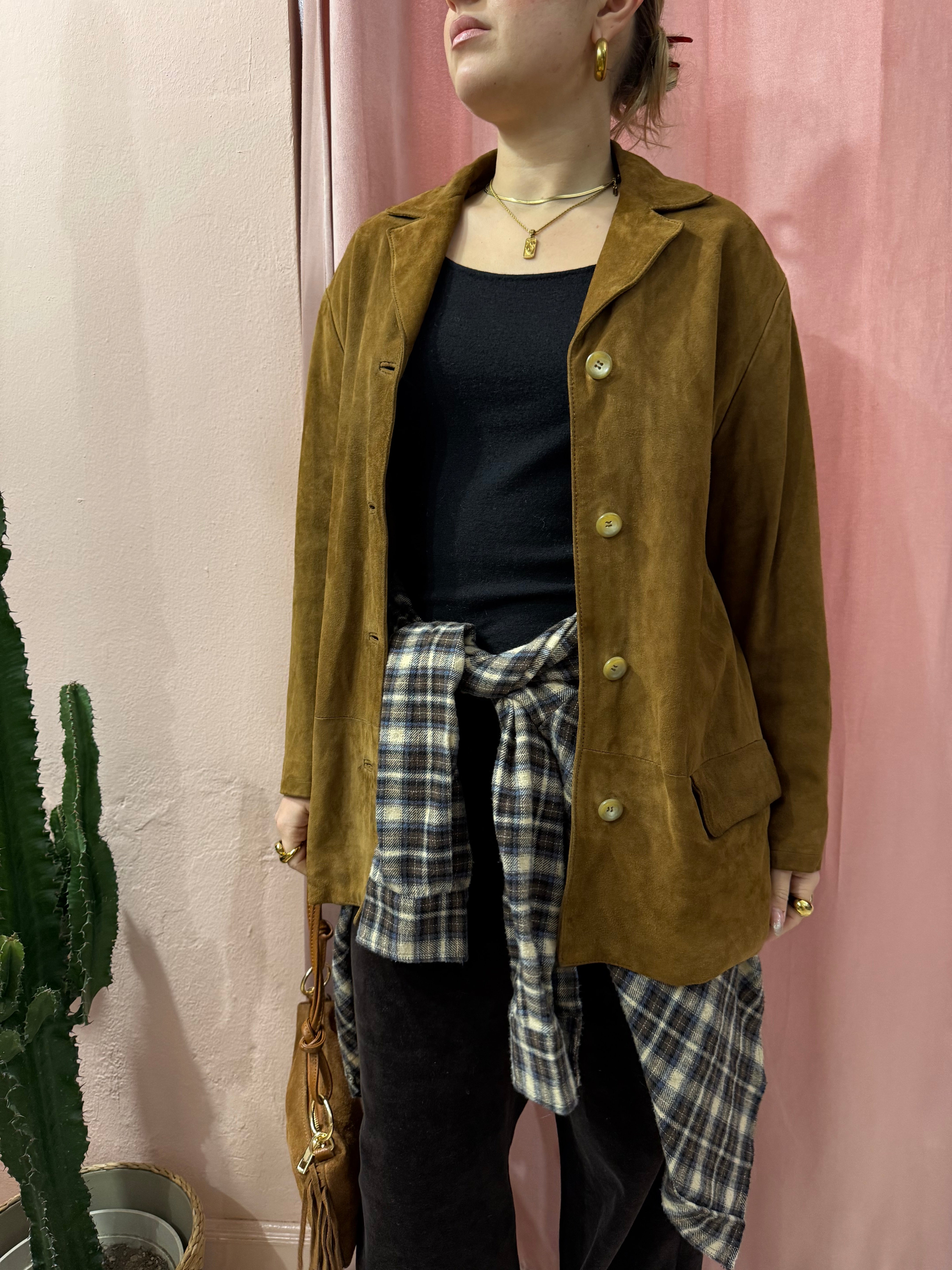 Giacca scamosciata in pelle