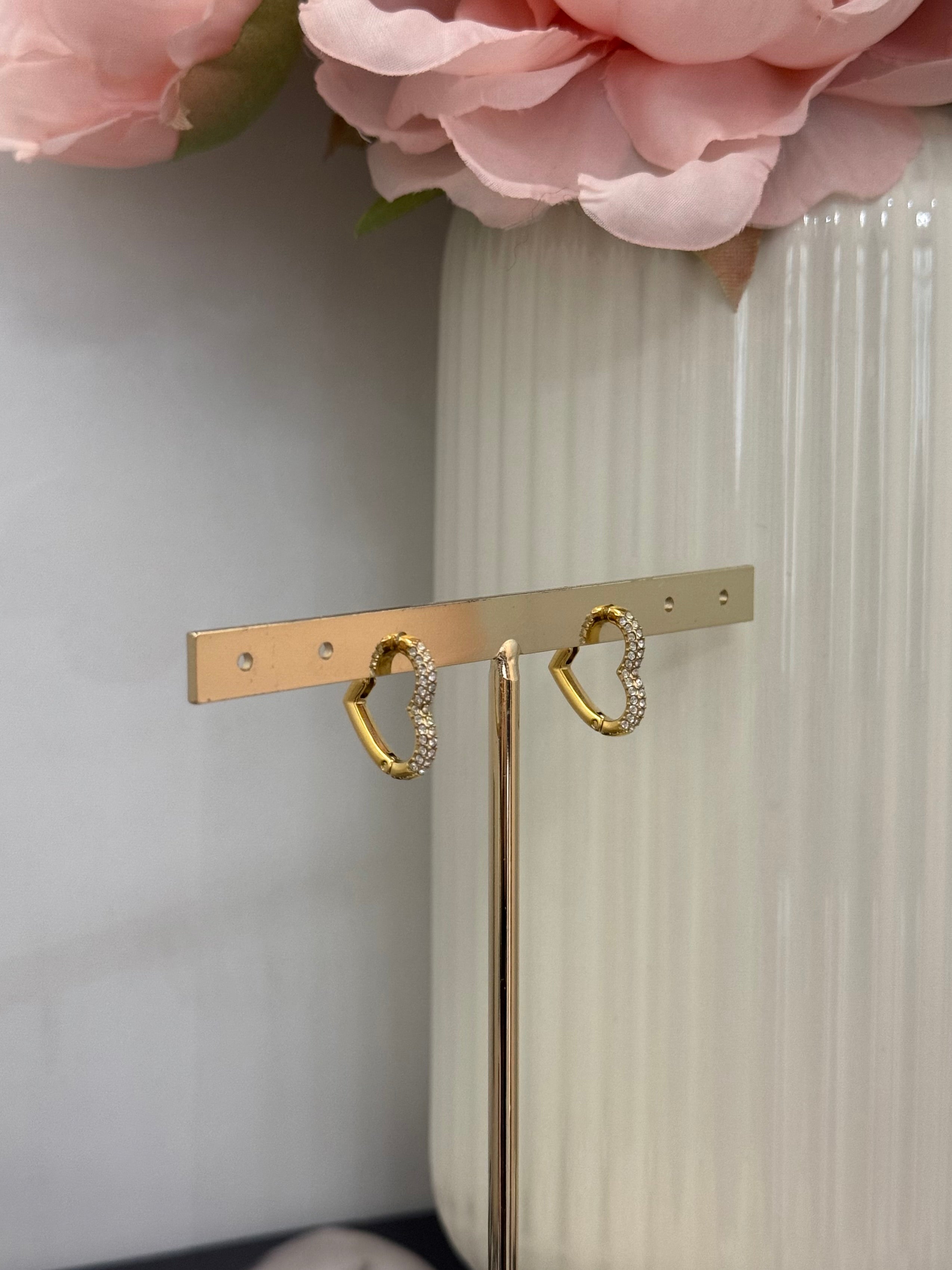 Orecchini a cuore mini con zirconi