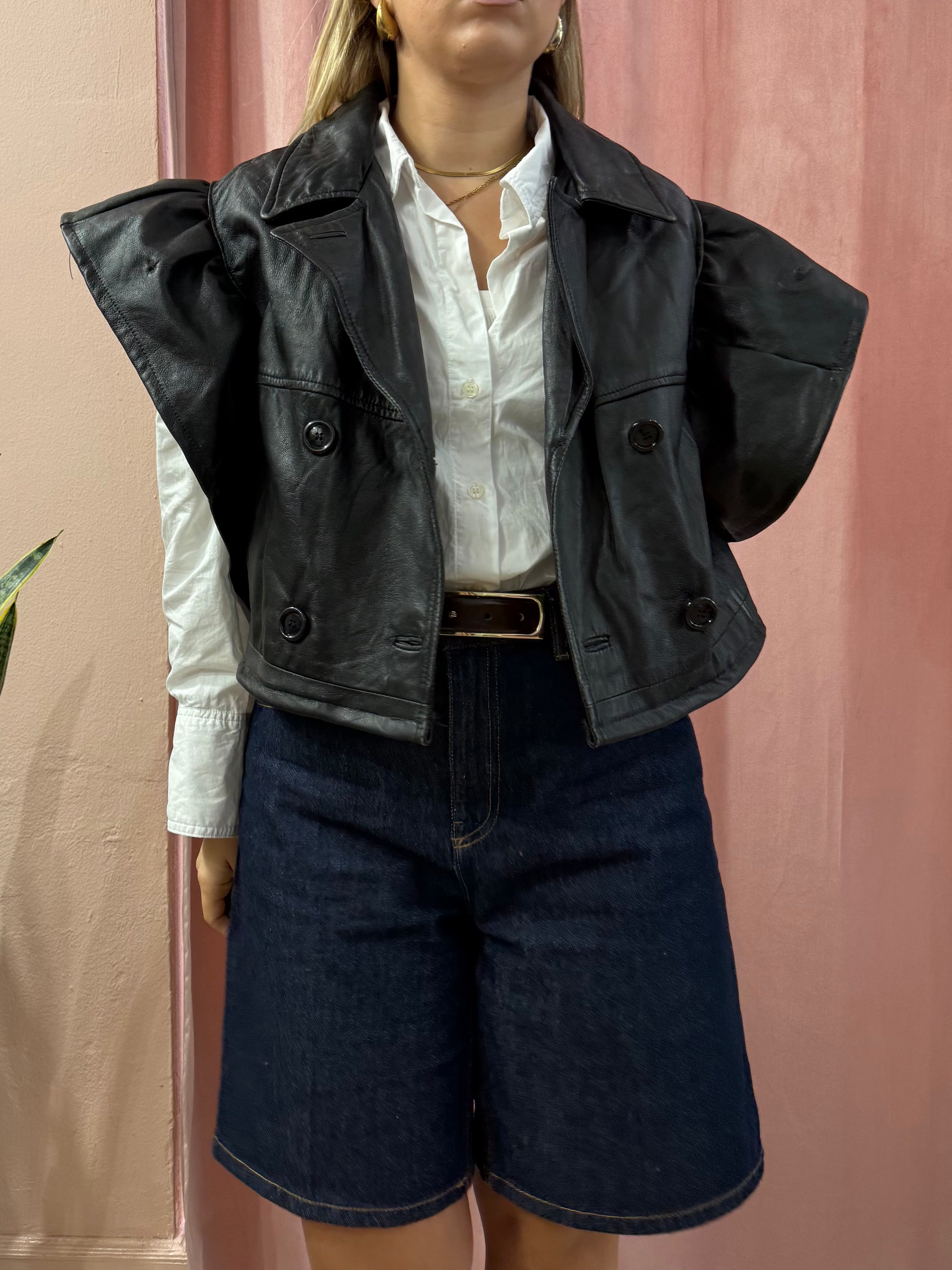 Gilet in vera pelle con voulant