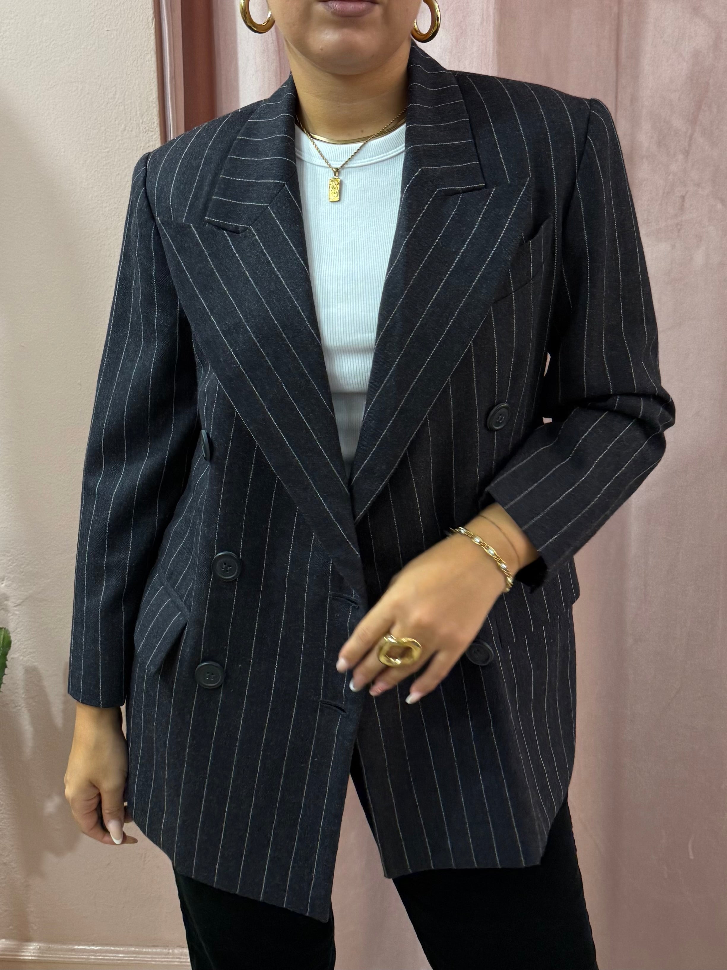 Blazer Pierre Balmain gessato antracite