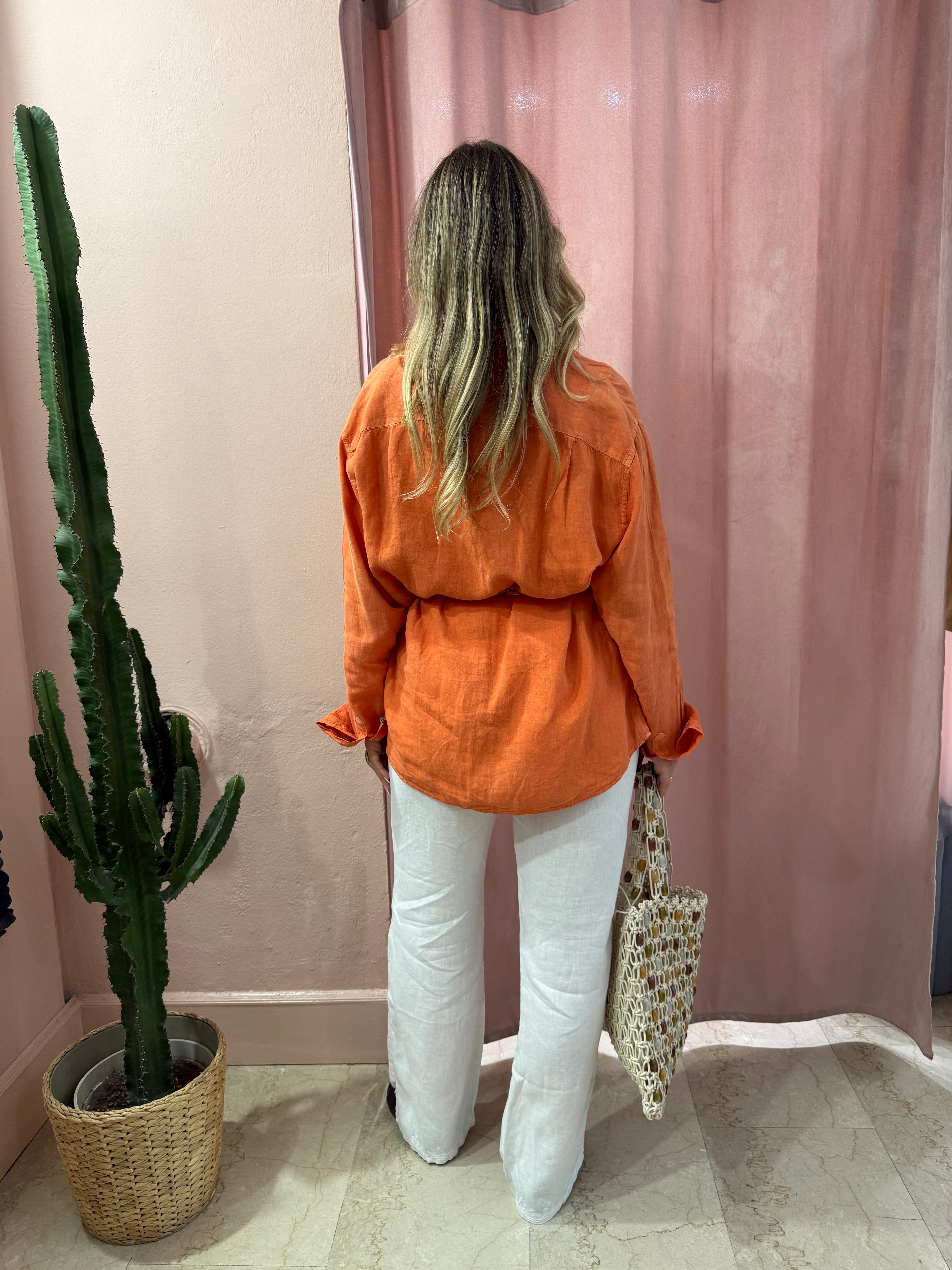 Camicia Max Mara weekend arancio in lino