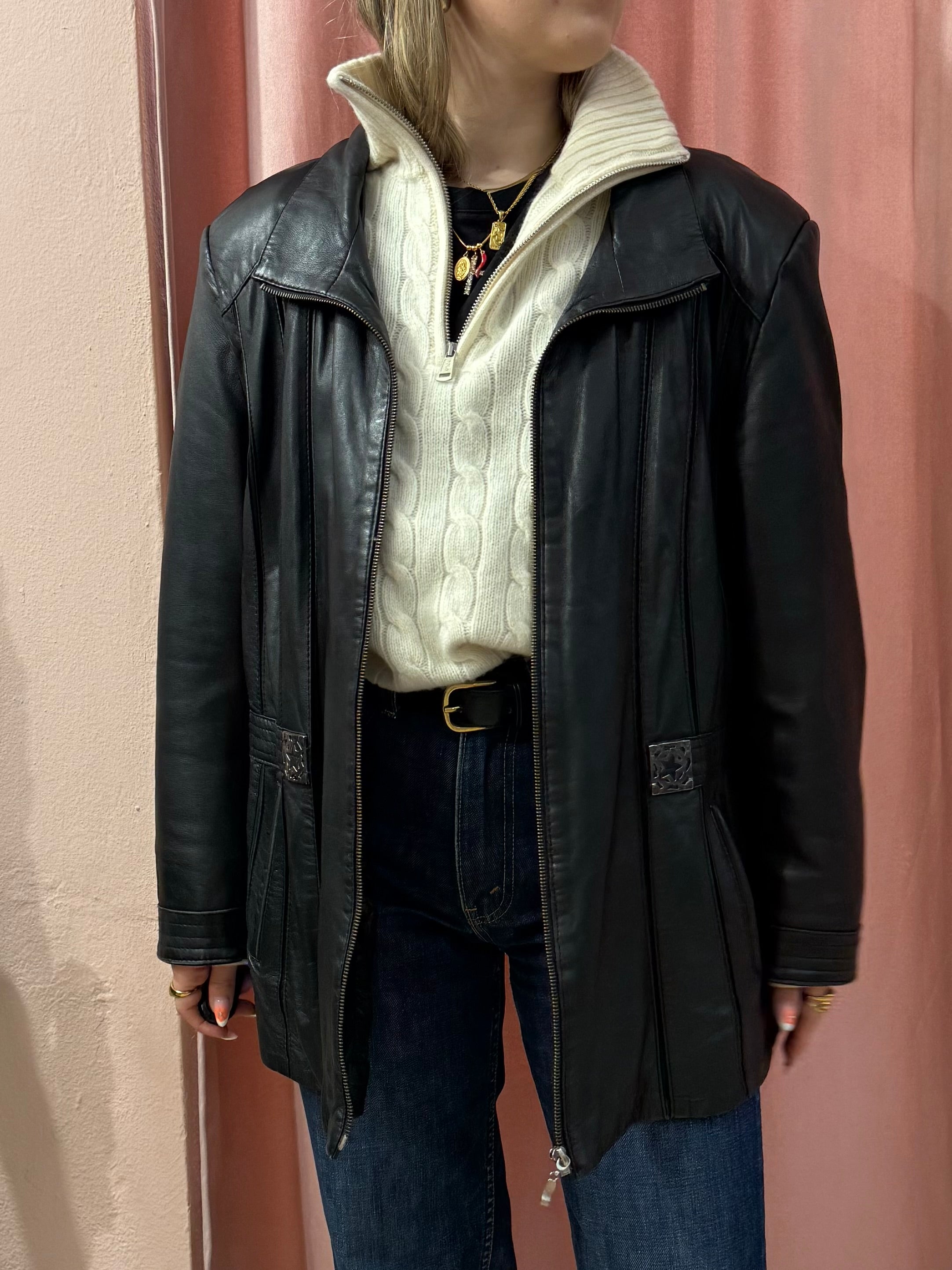 Giacca in pelle con zip