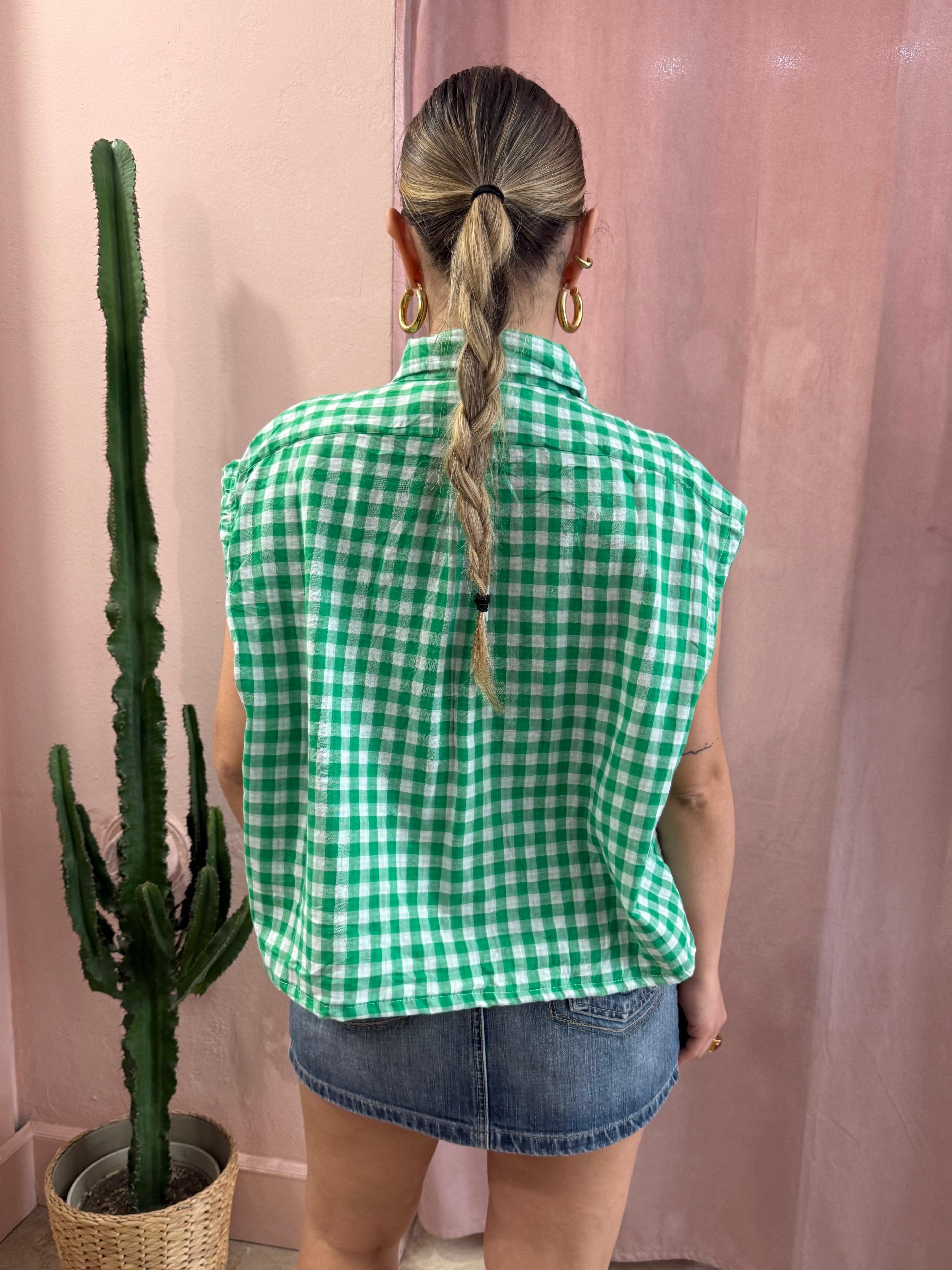 Camicia Ralph Laurent upcycling vichy verde