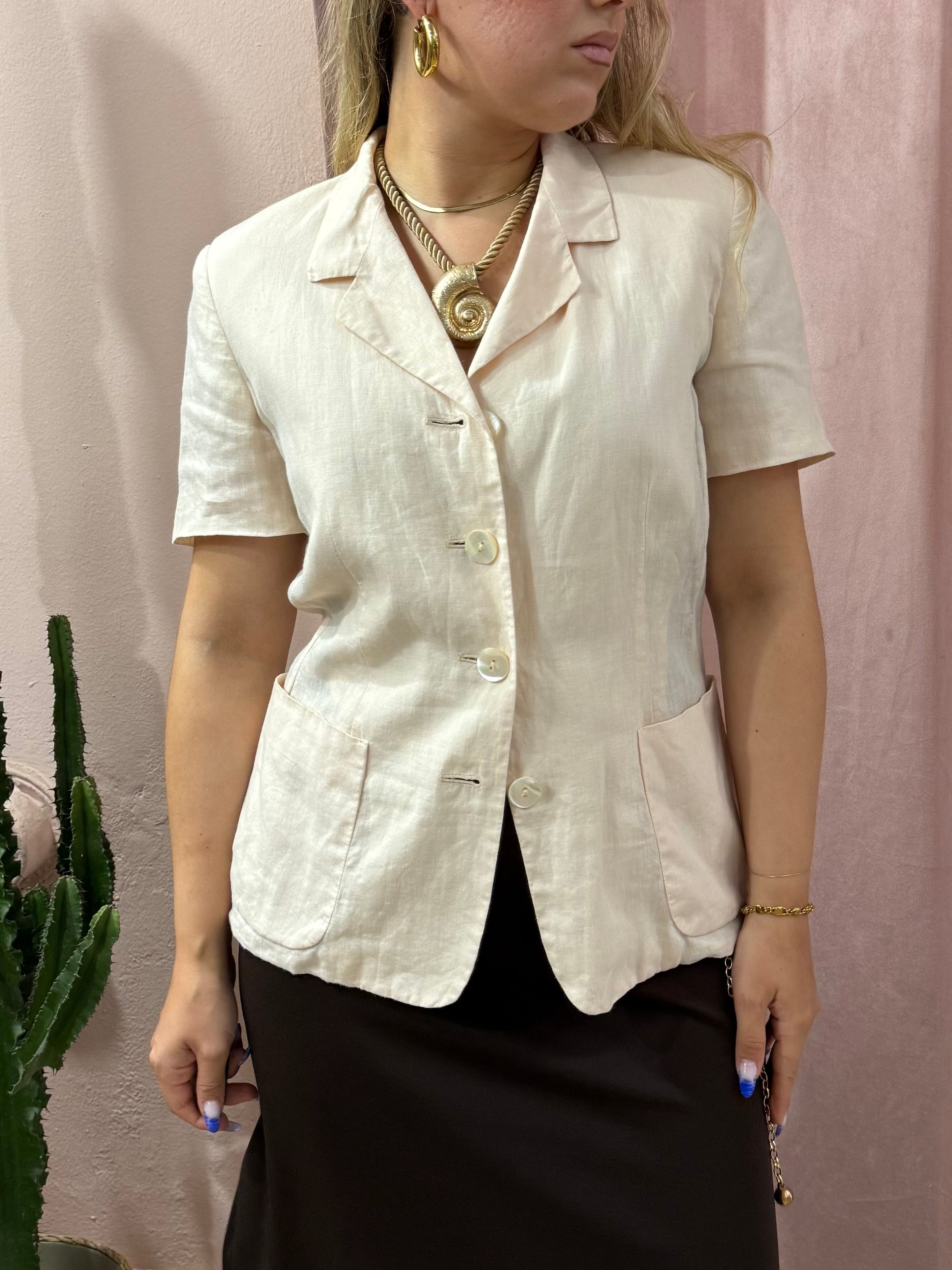 Blazer Max Mara rosa cipria in puro lino