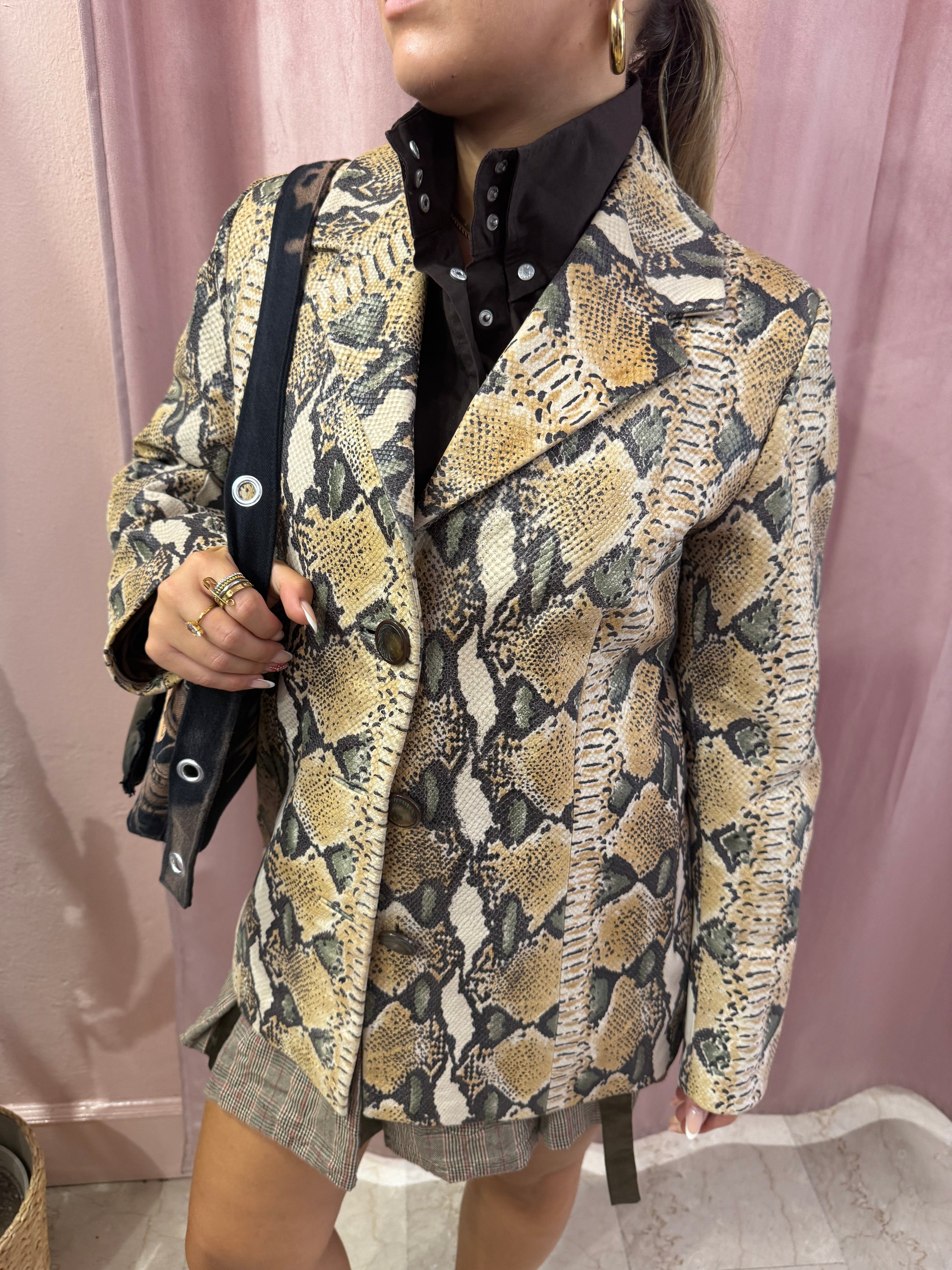 Blazer in pelle pitonato