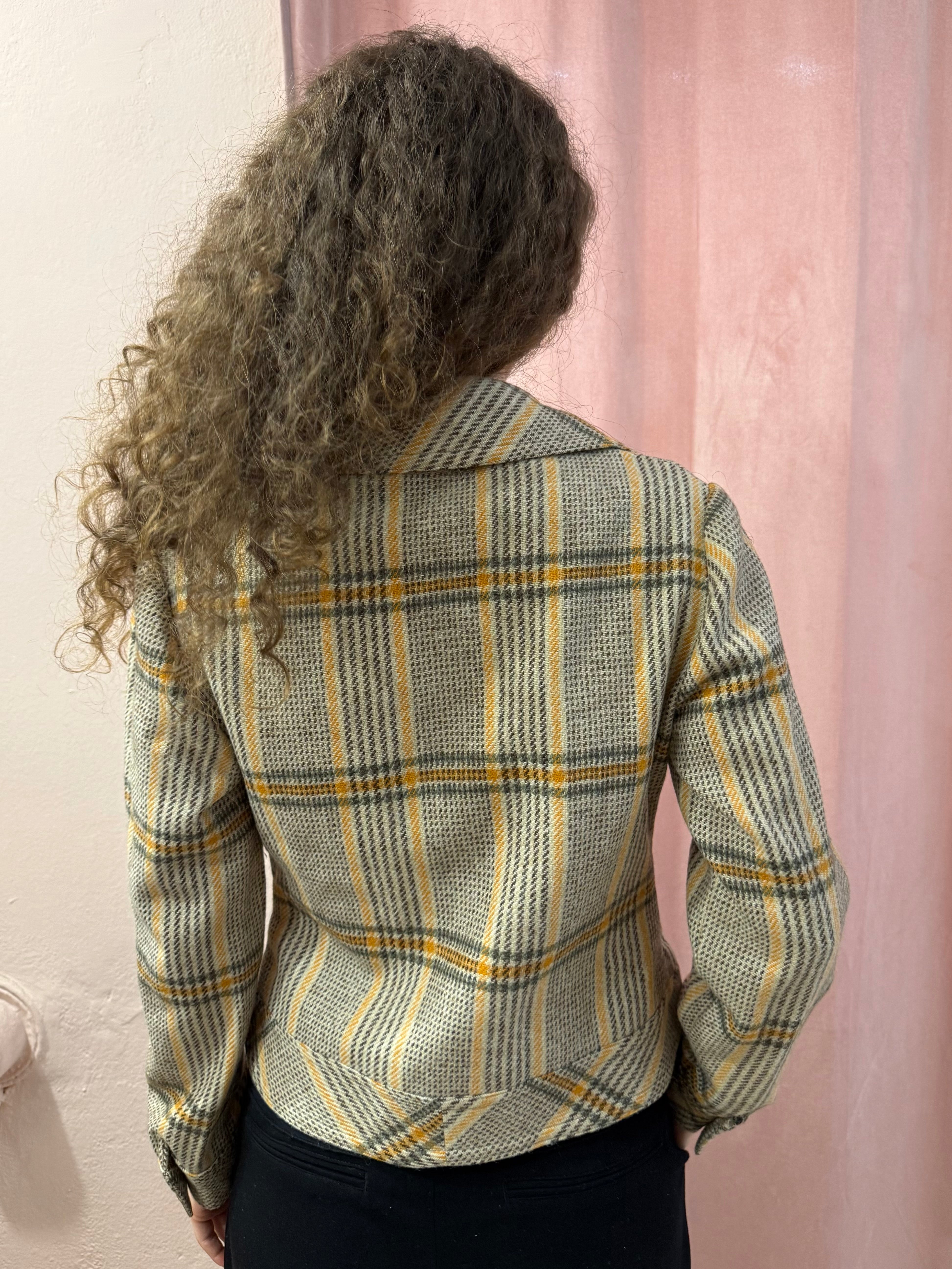 Giacca corta check in lana