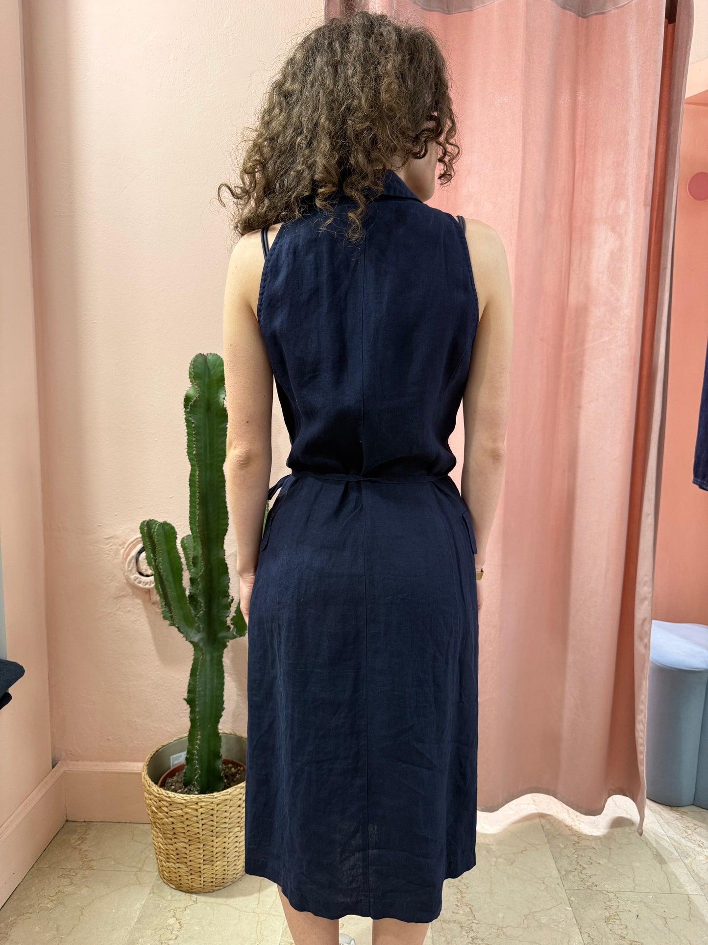 Vestito Max Mara blu in puro lino