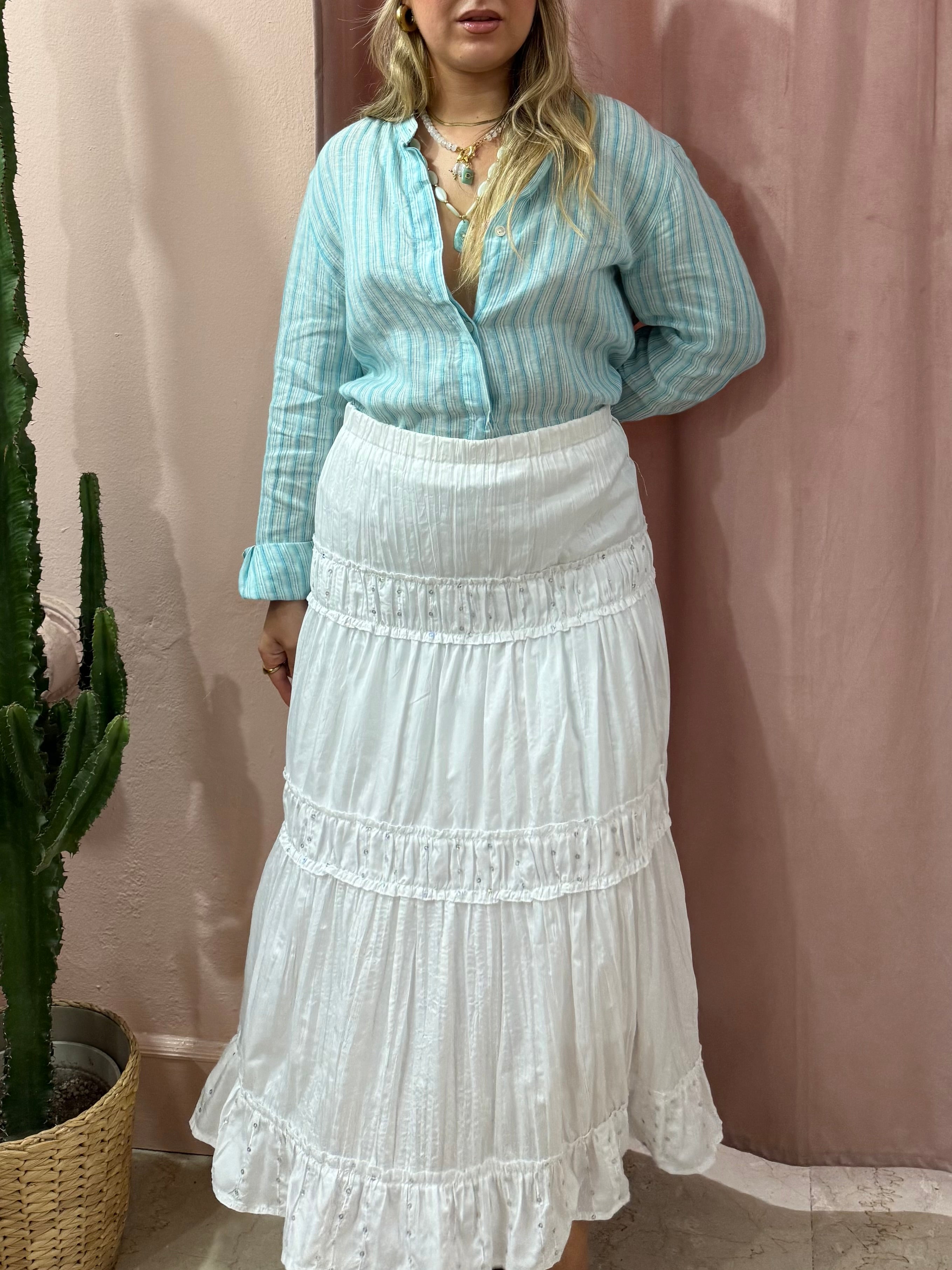 Maxi gonna bianca con dettaglio in paillettes