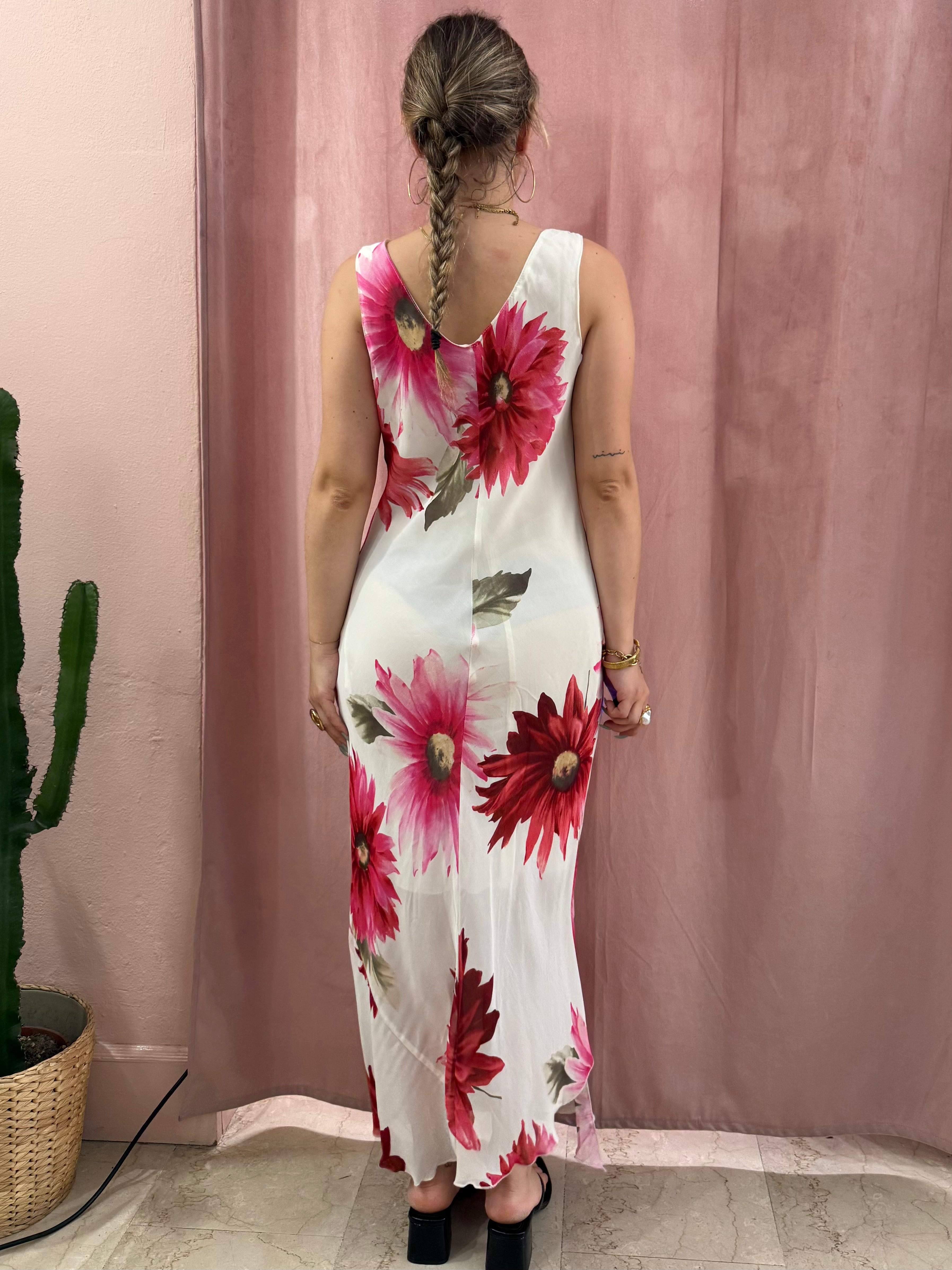 Maxi vestito bianco in fantasia fiori