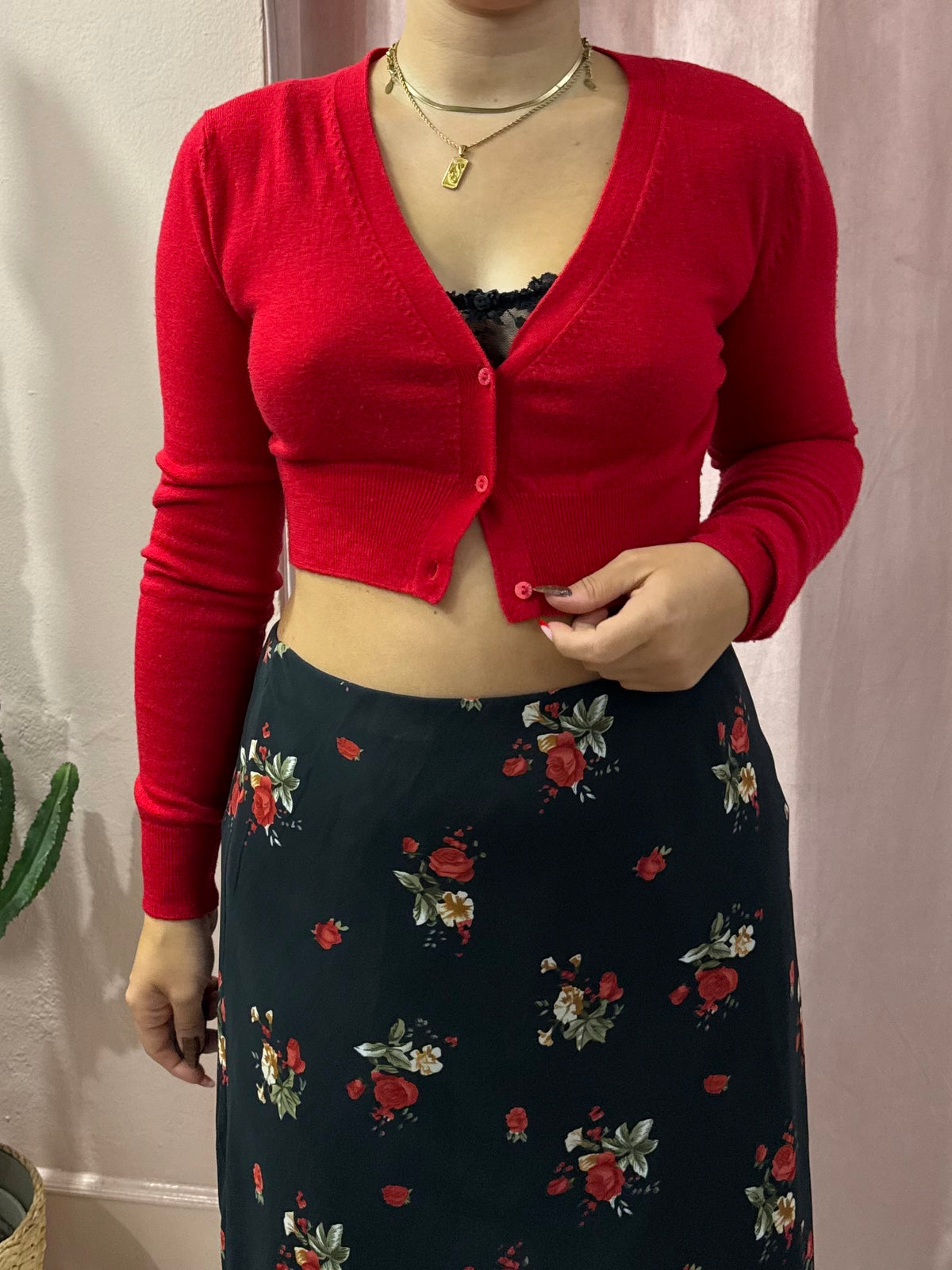 Cardigan Twinset rosso in lana