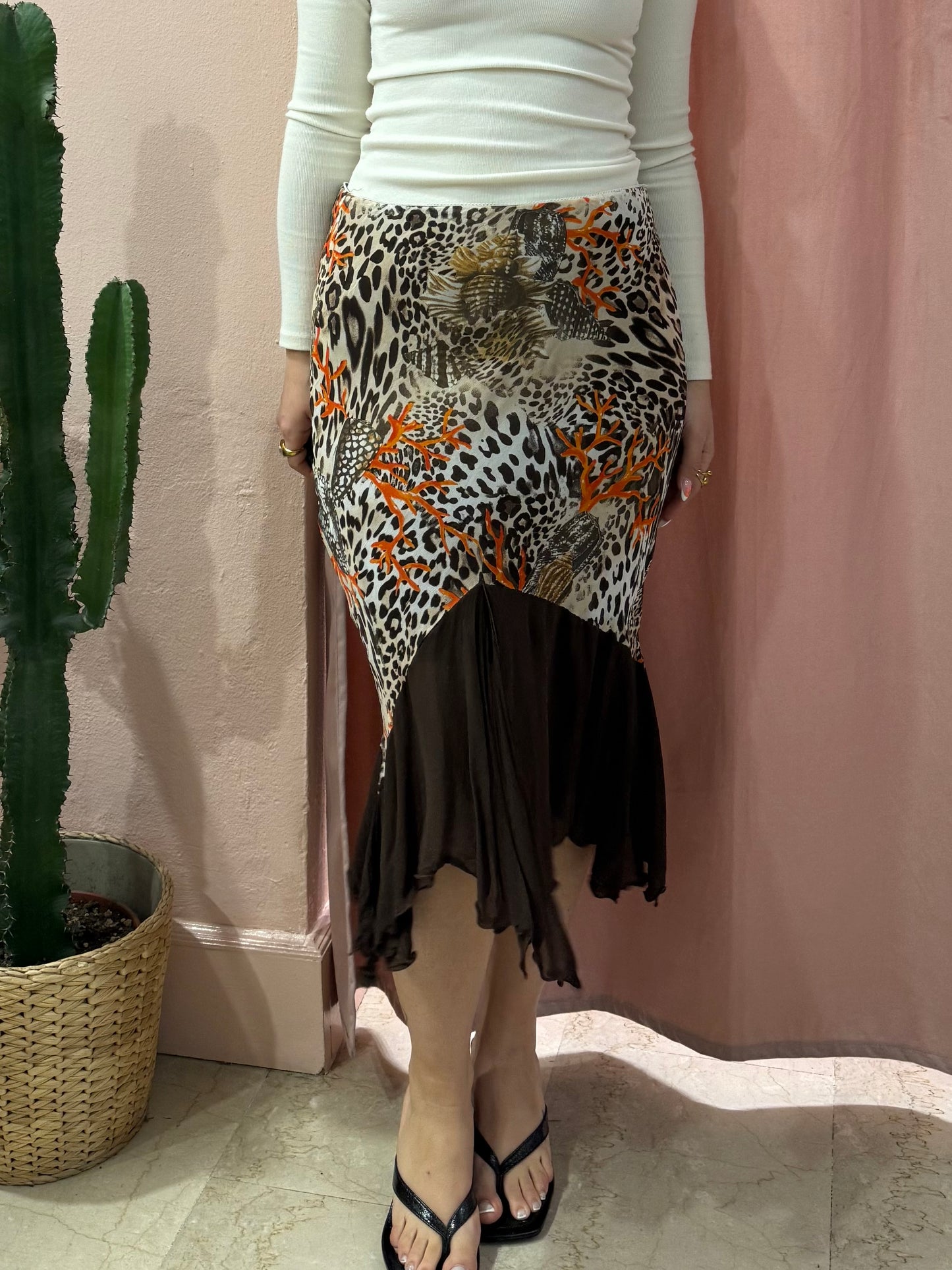 Gonna fantasia animalier asimmetrica