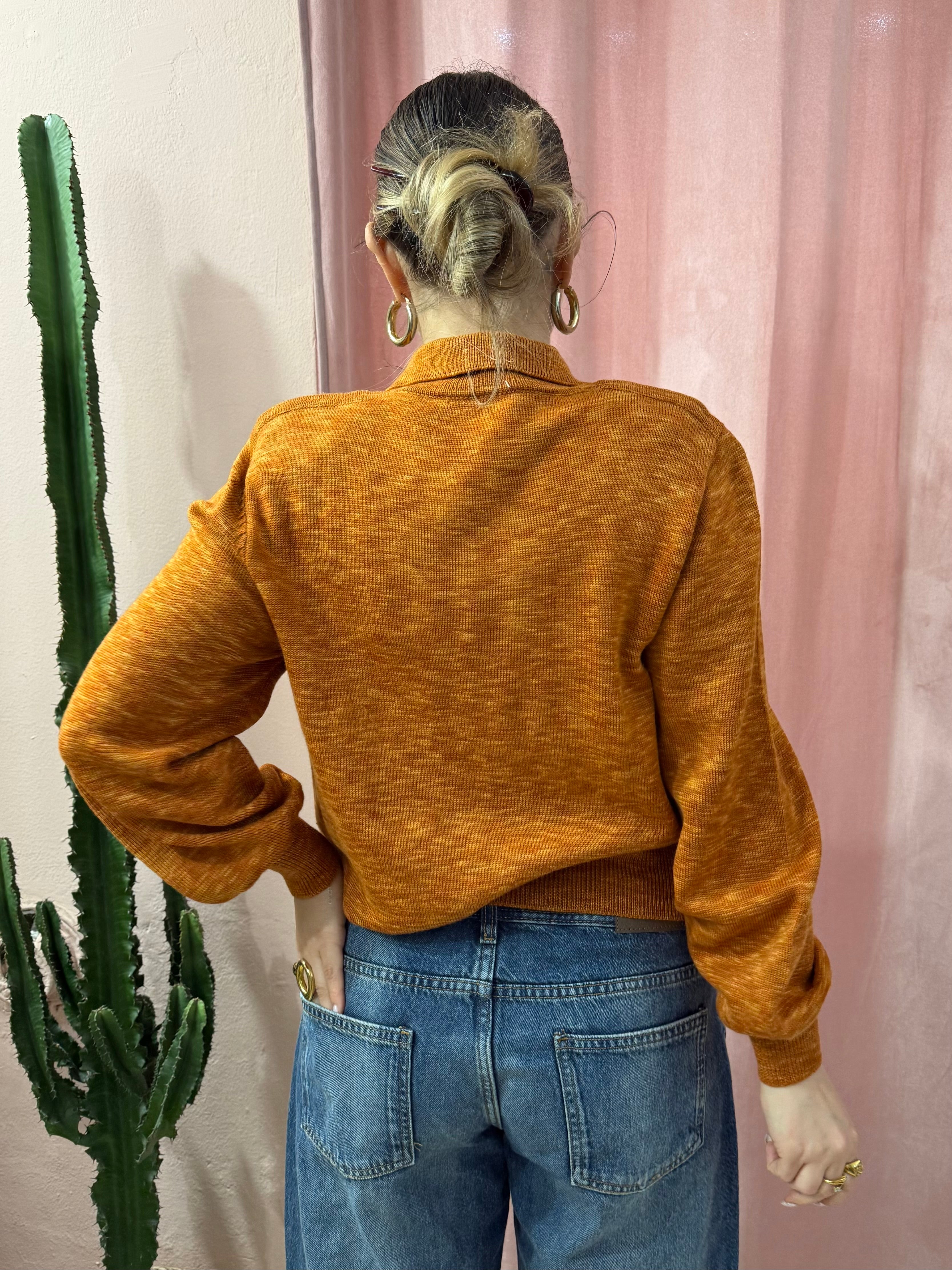 Maglione arancio mélange modello polo