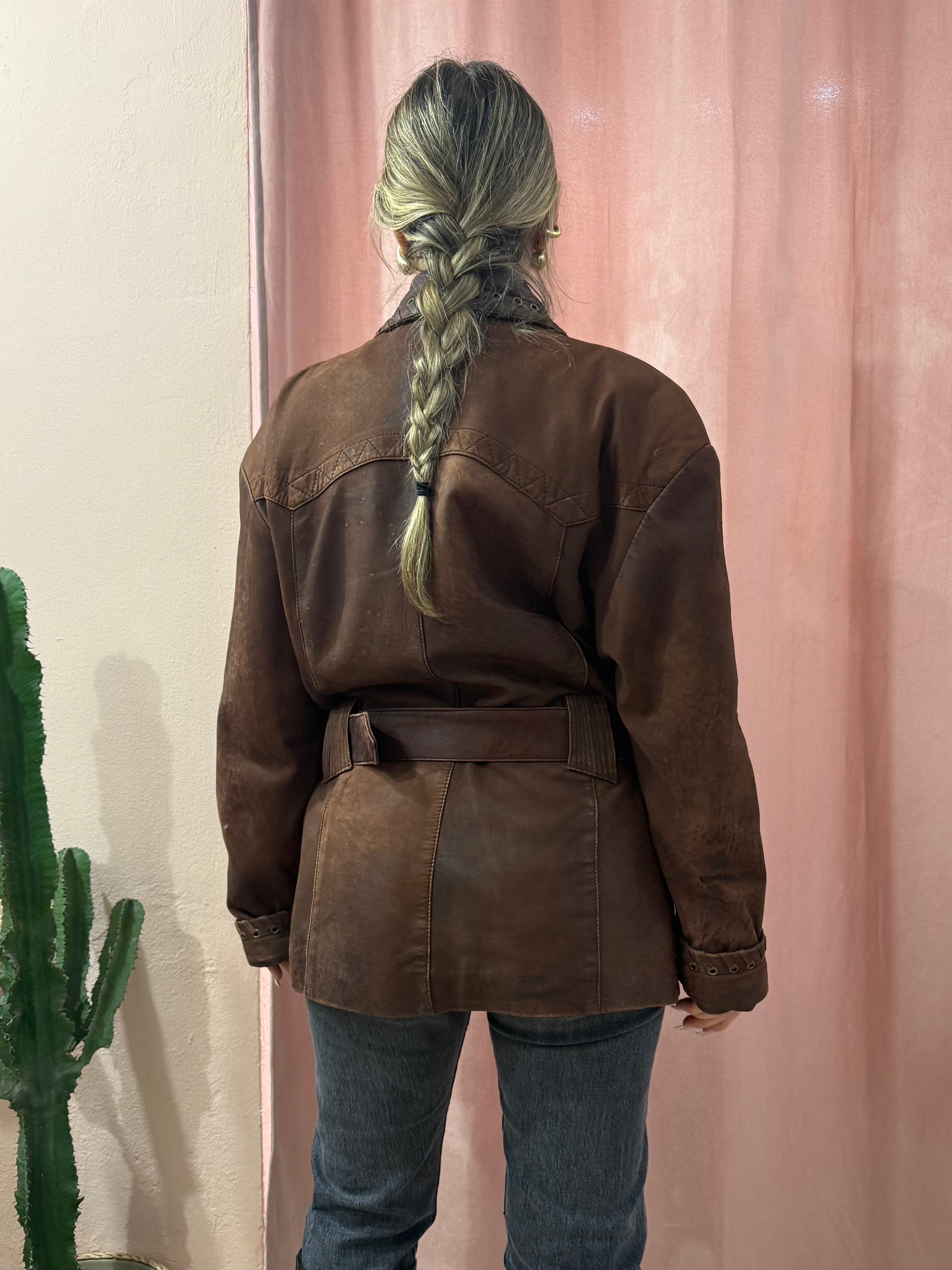 Giacca vintage in vera pelle invecchiata