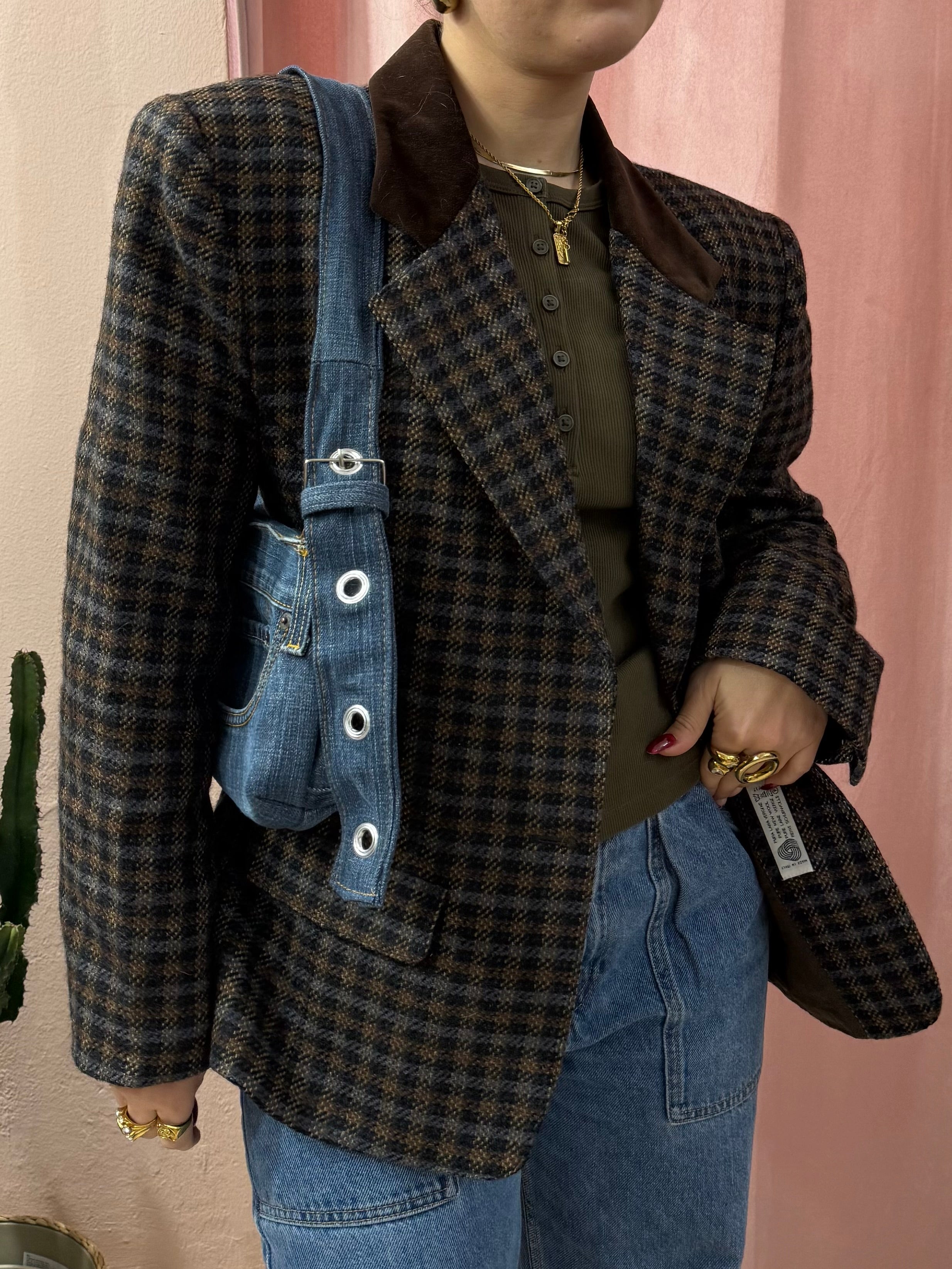 Blazer vintage in lana a quadretti