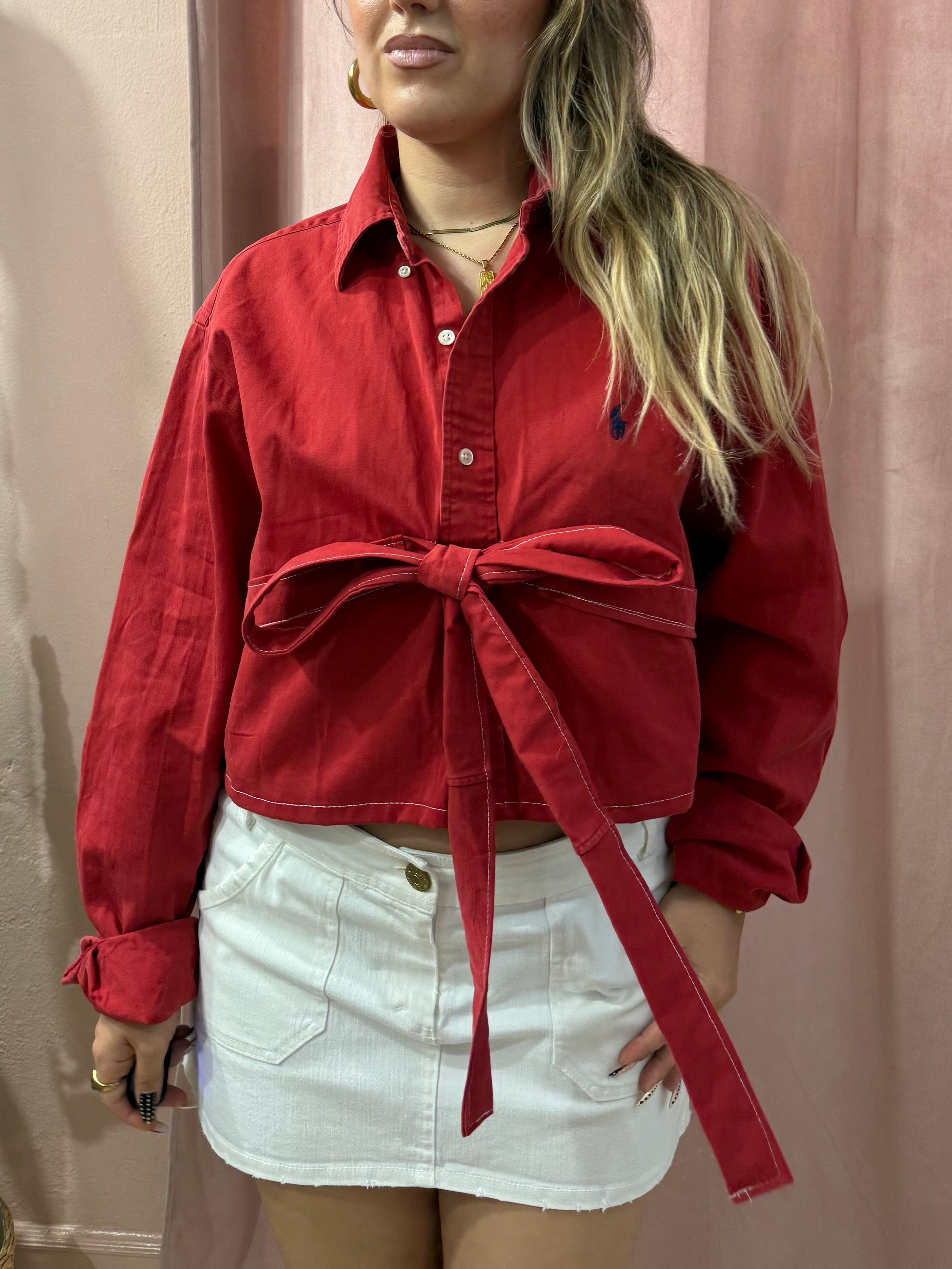 Camicia Ralph Lauren upcycling fiocco rossa