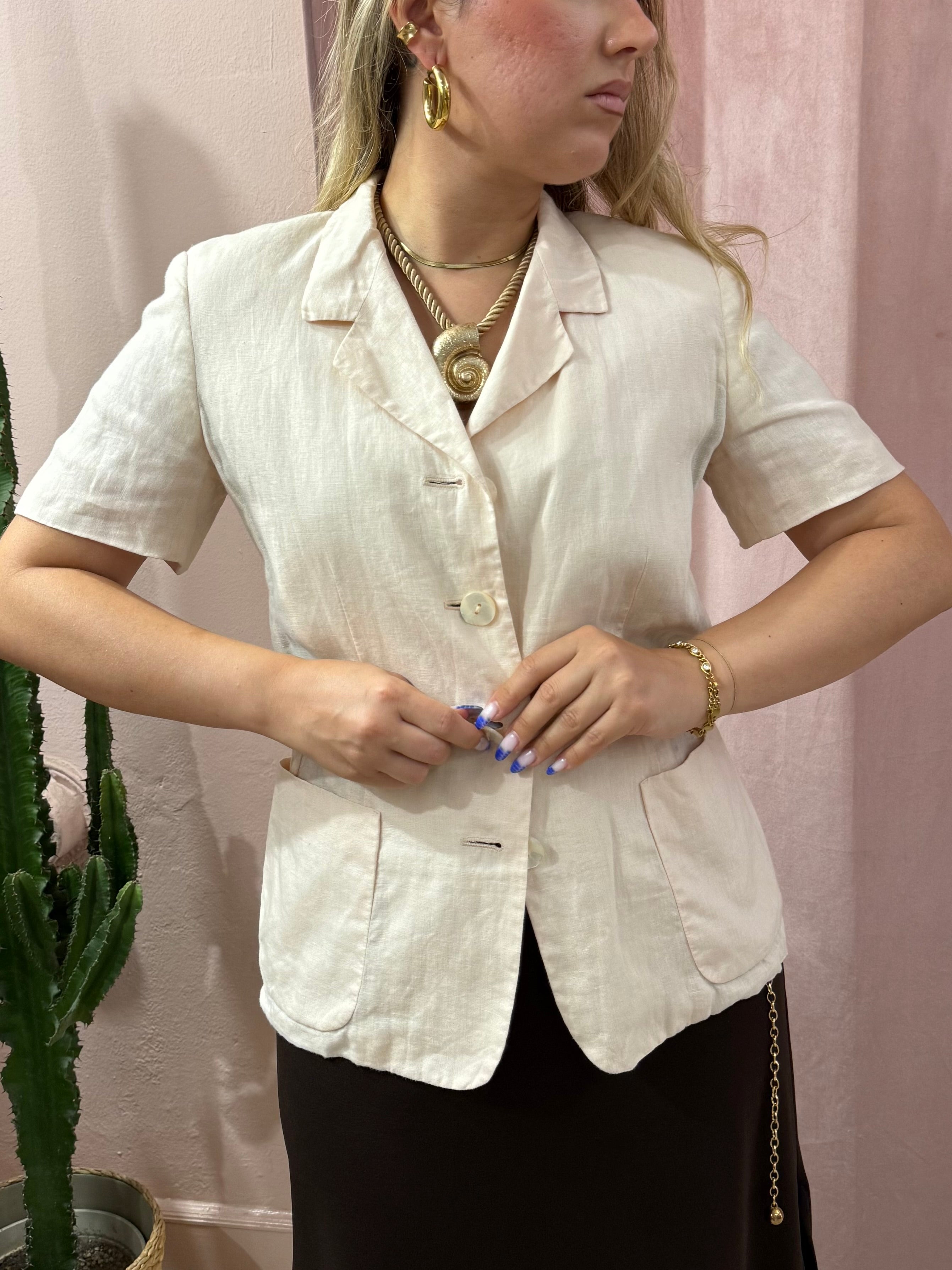 Blazer Max Mara rosa cipria in puro lino