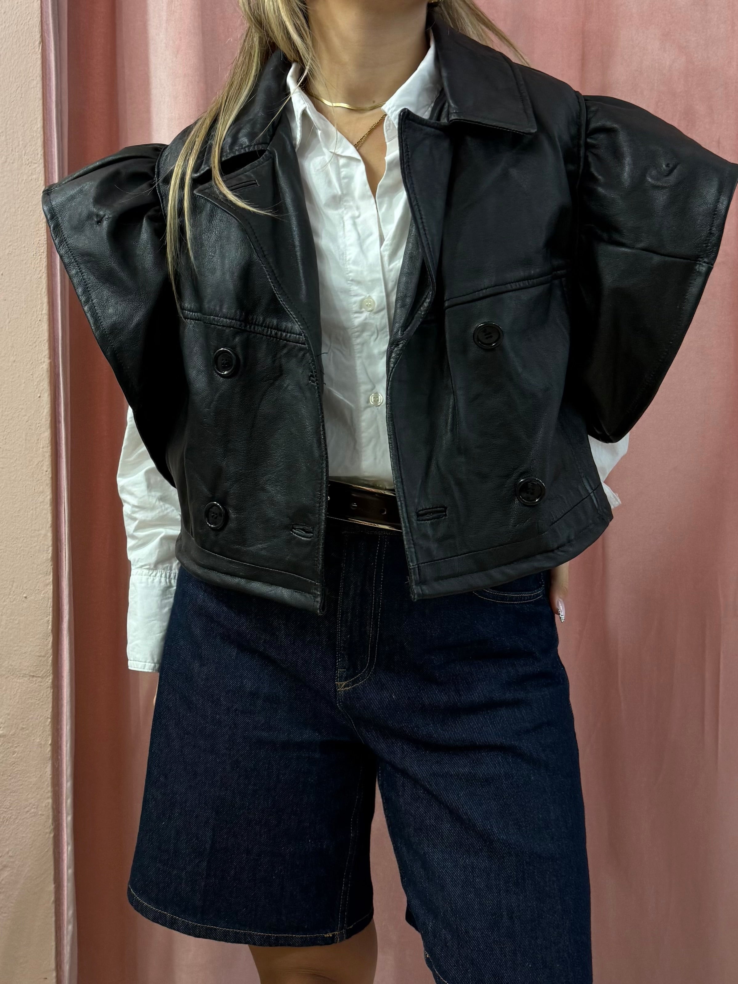 Gilet in vera pelle con voulant