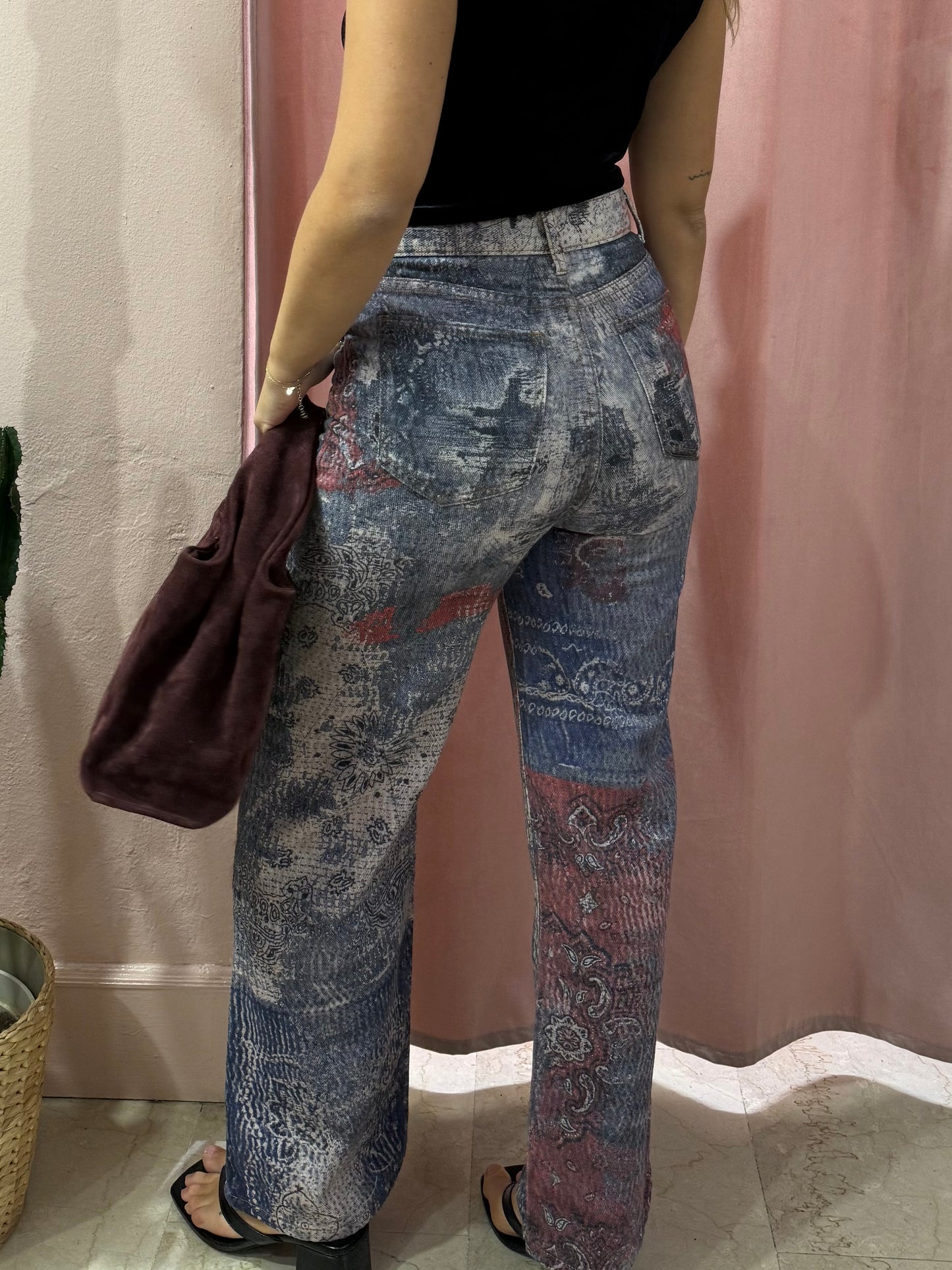 Pantalone wide leg stampa bandana