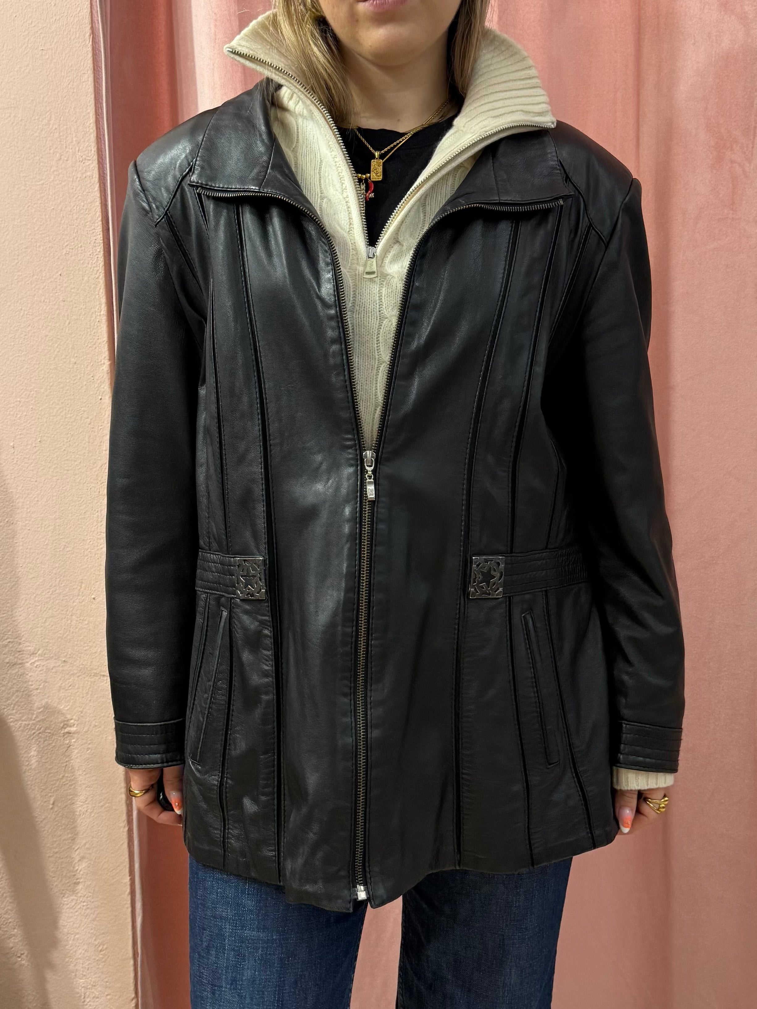 Giacca in pelle con zip