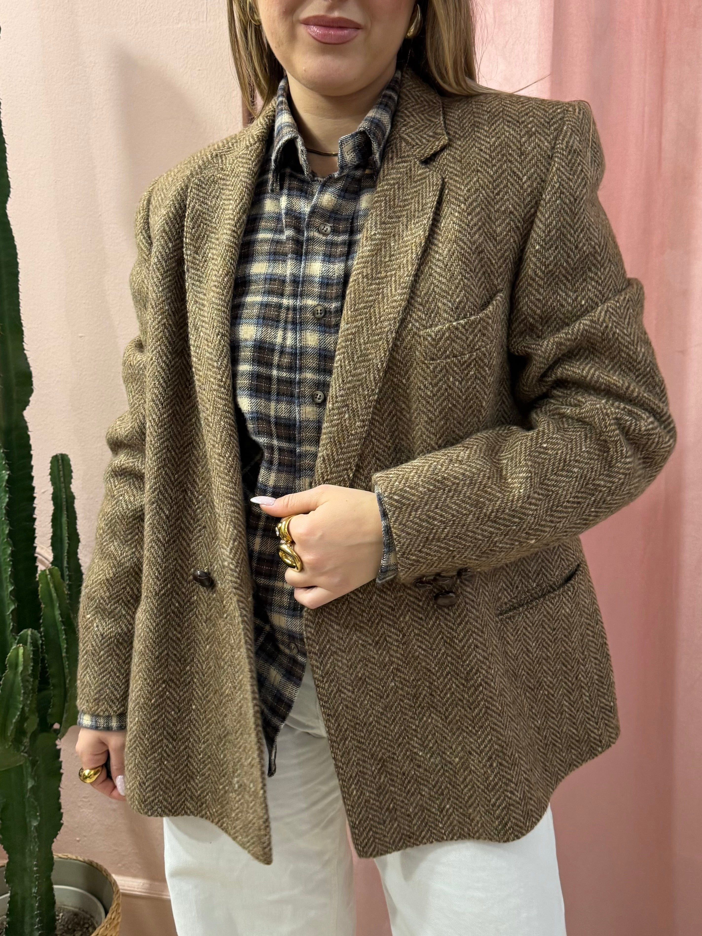 Blazer mélange doppiopetto in lana