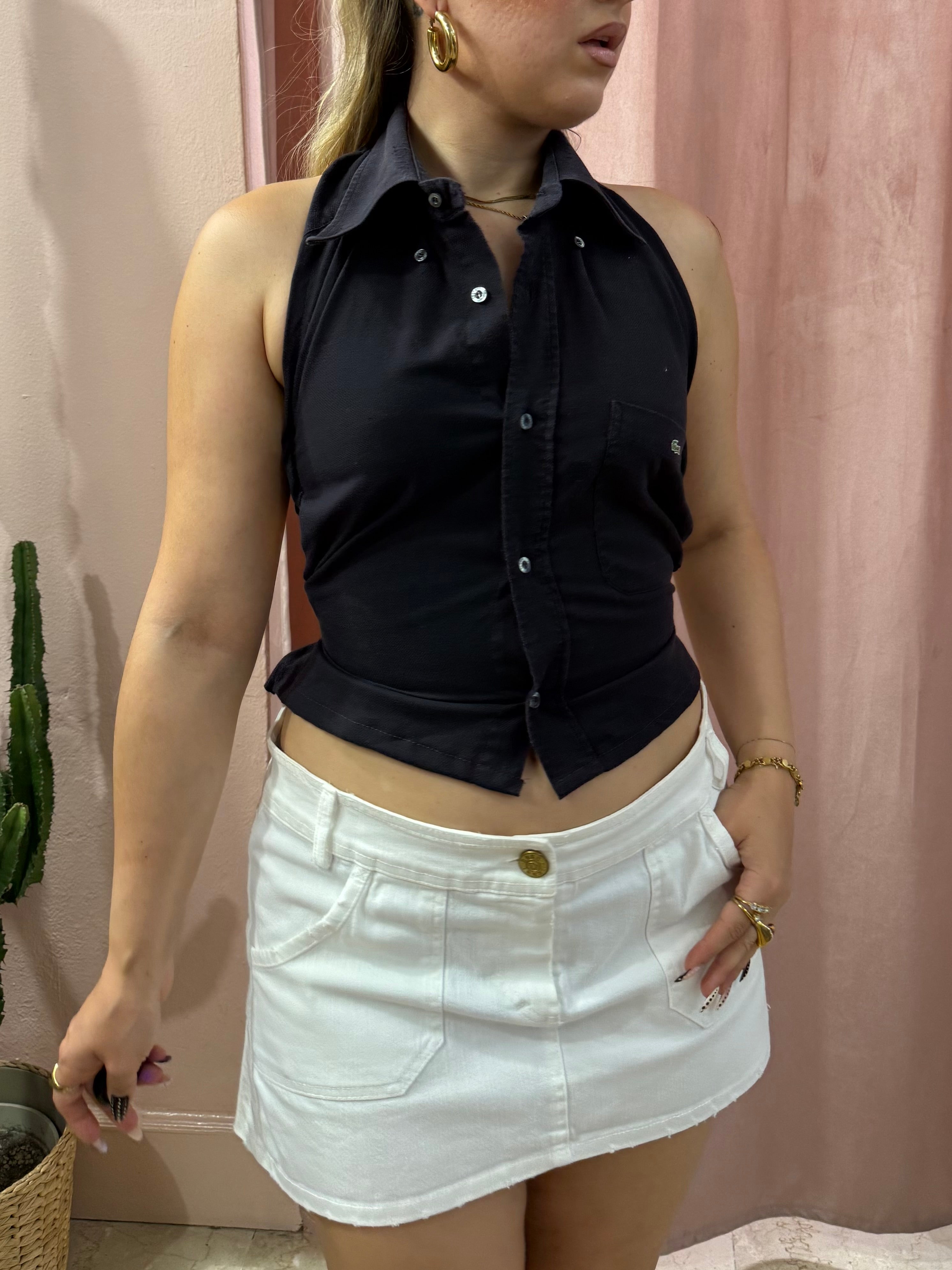 Top Lacoste upcycling nero