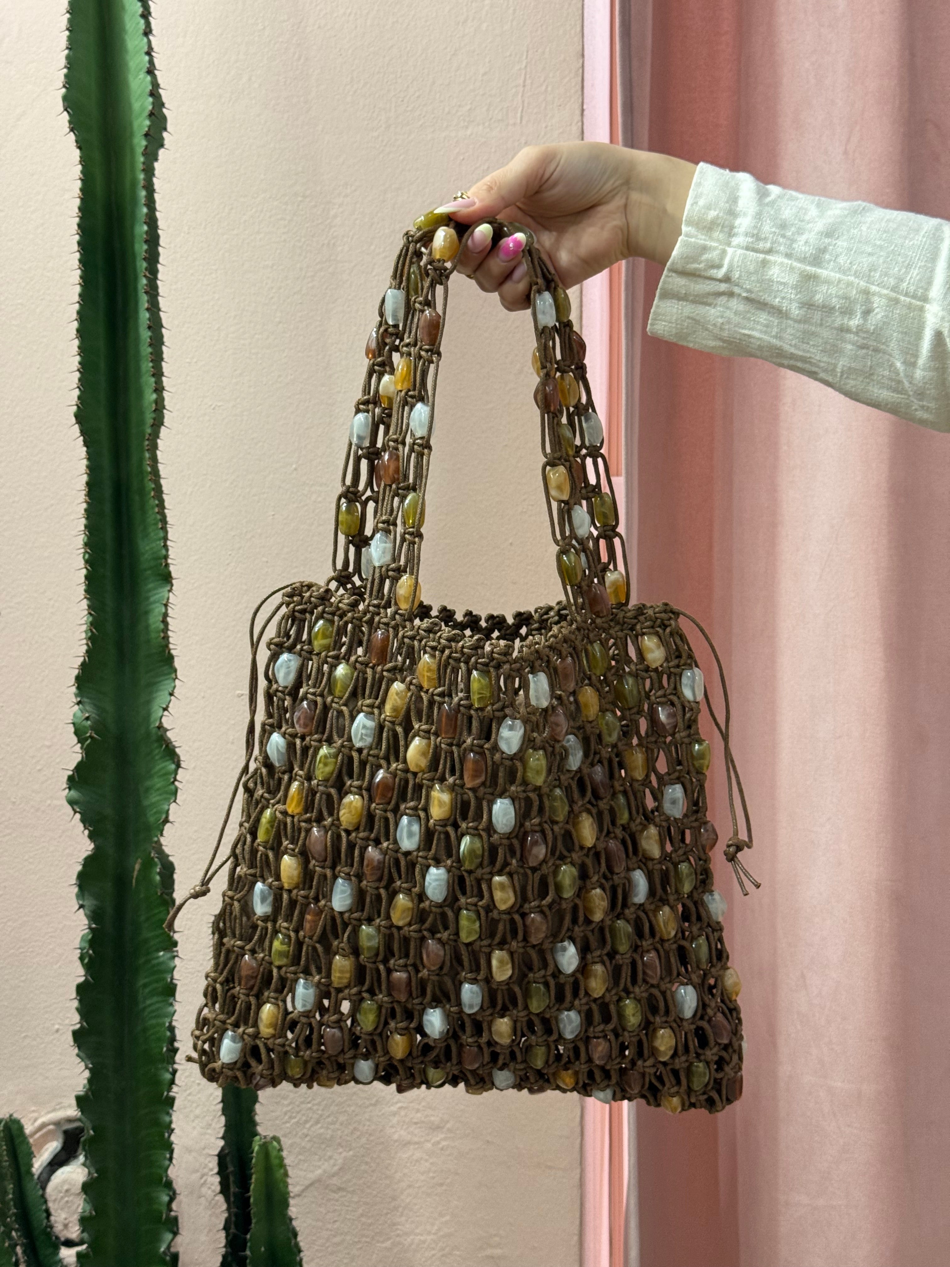 Shopper intrecciata con pietre colorate | più colori