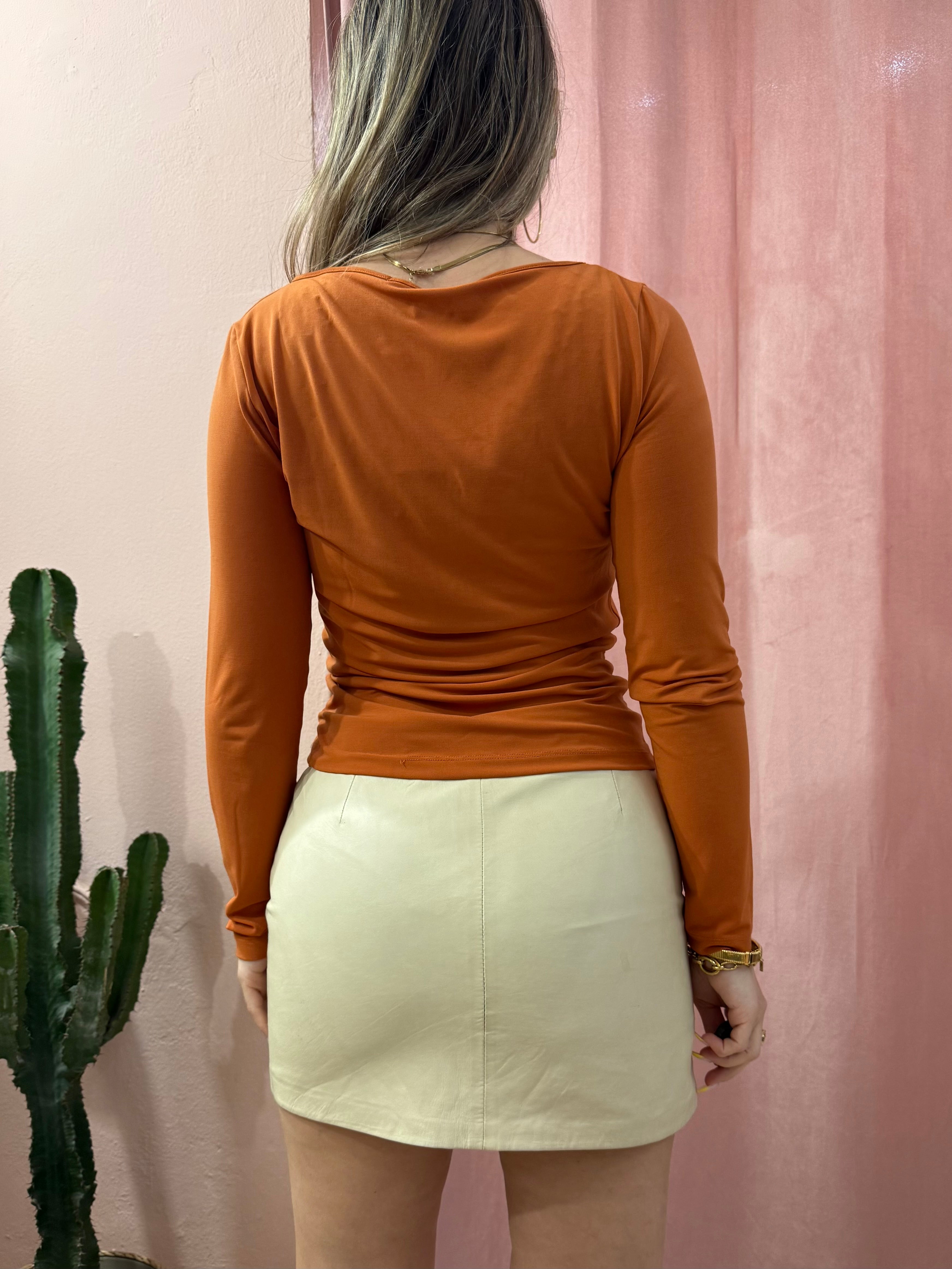 Minigonna in vera pelle crema