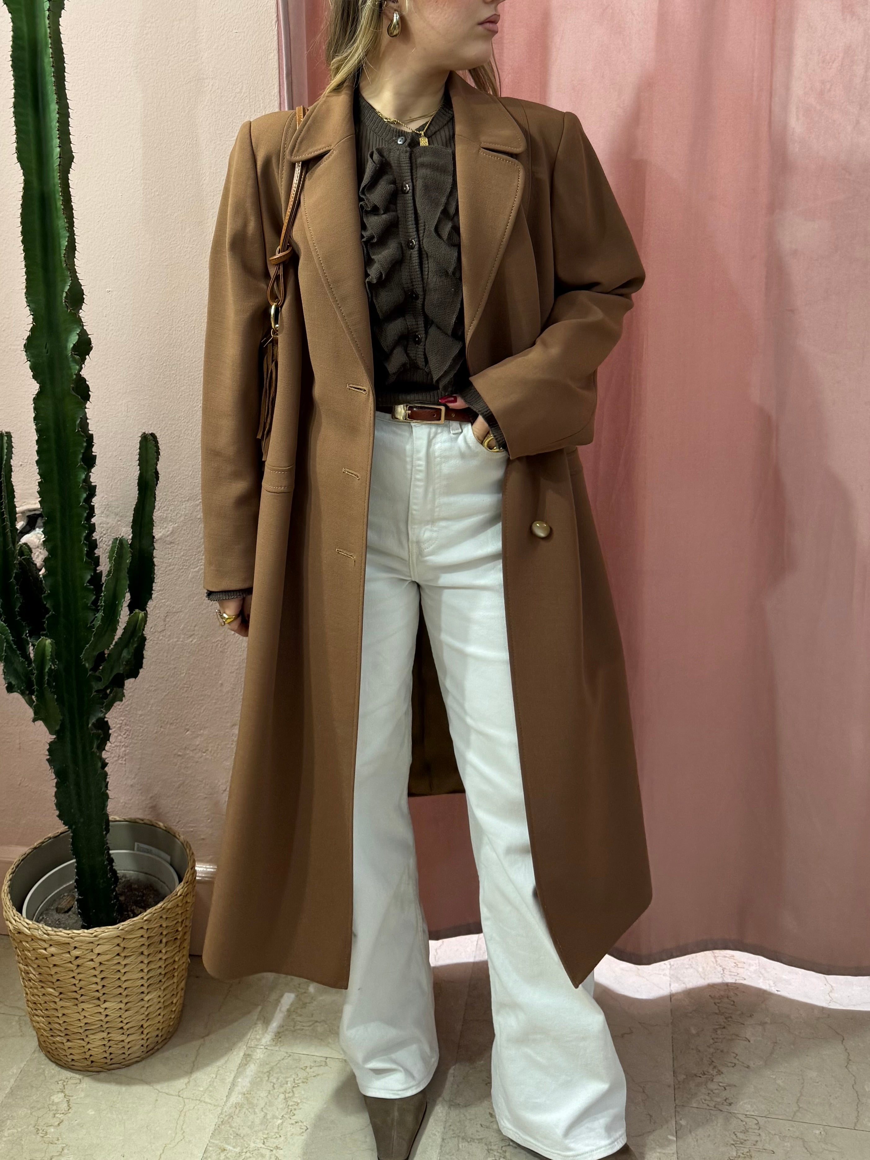 Cappotto vintage lungo tabacco