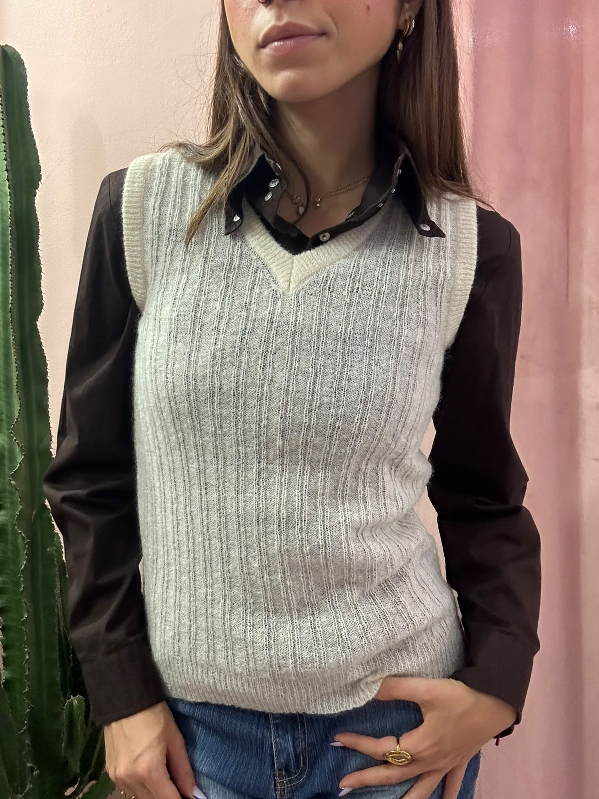 Gilet smanicato vintage in pura lana