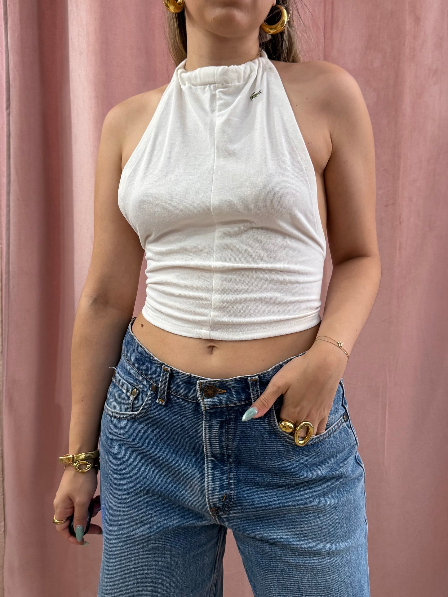 Halter top Lacoste bianco