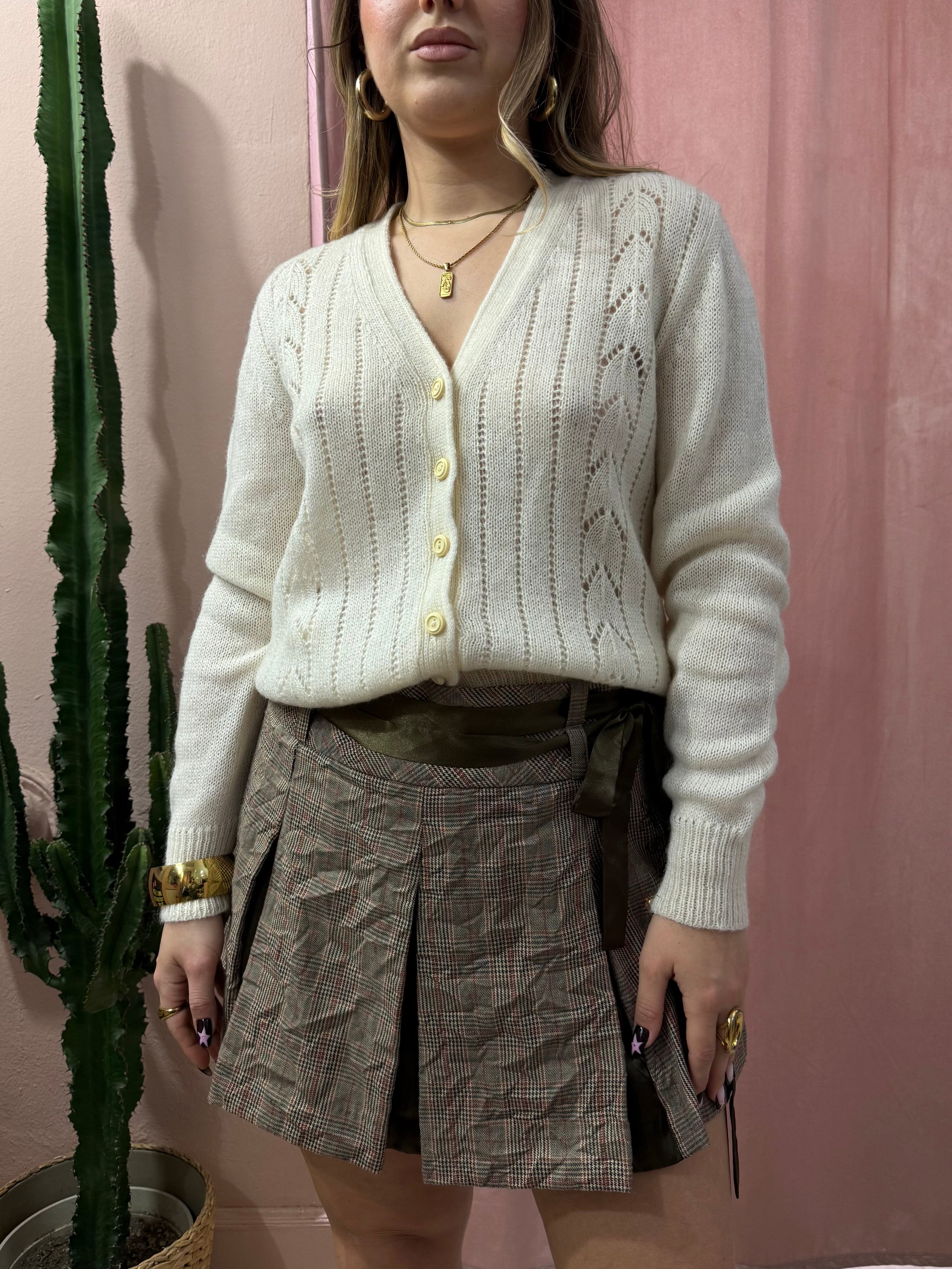 Cardigan panna in lana