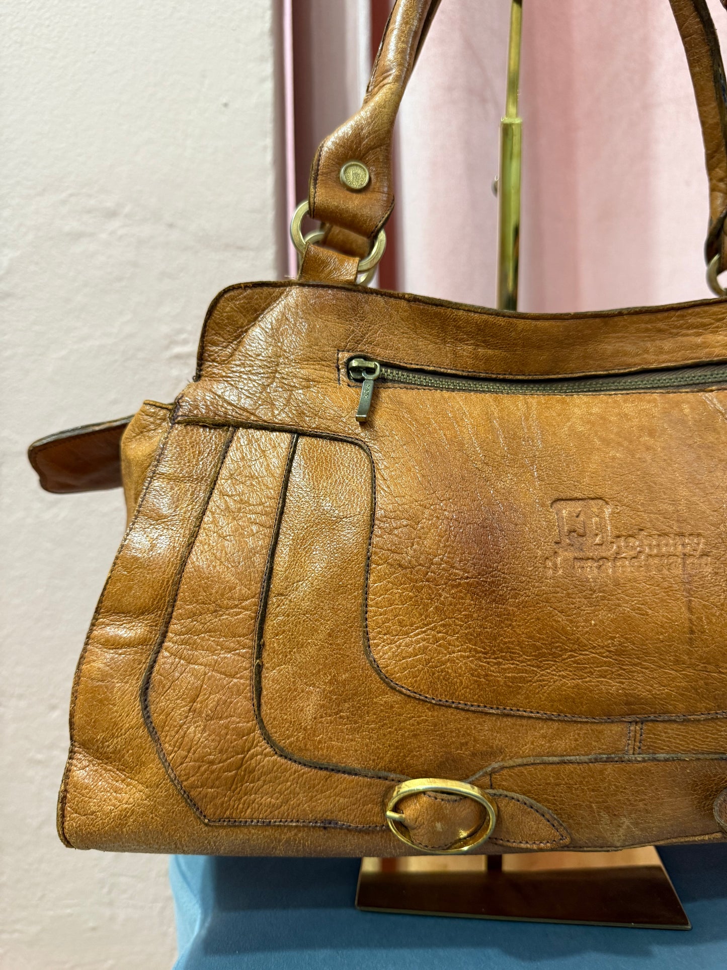 Borsa in pelle color cuoio y2k