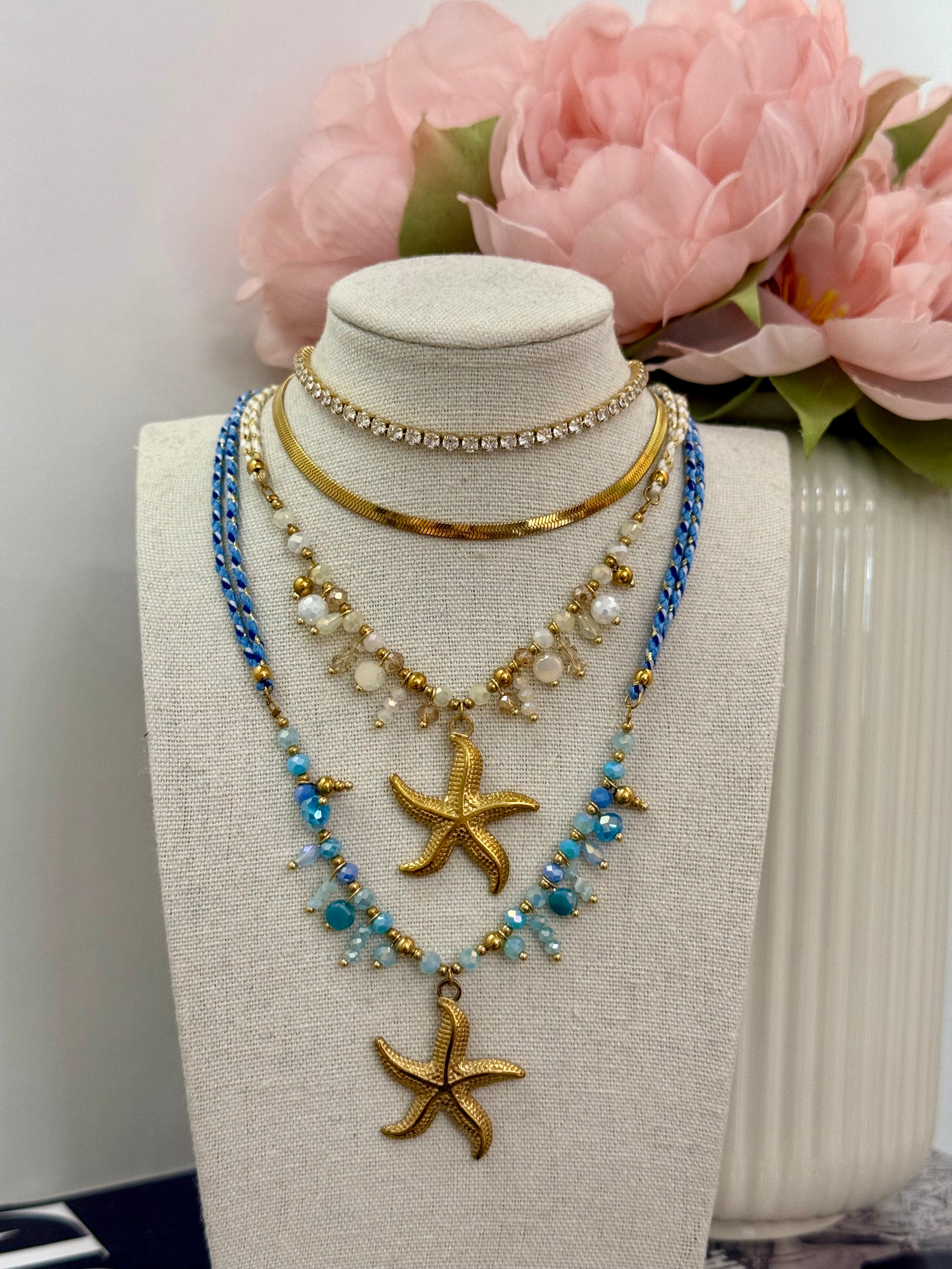 Collana in corda con stella marina | più colori