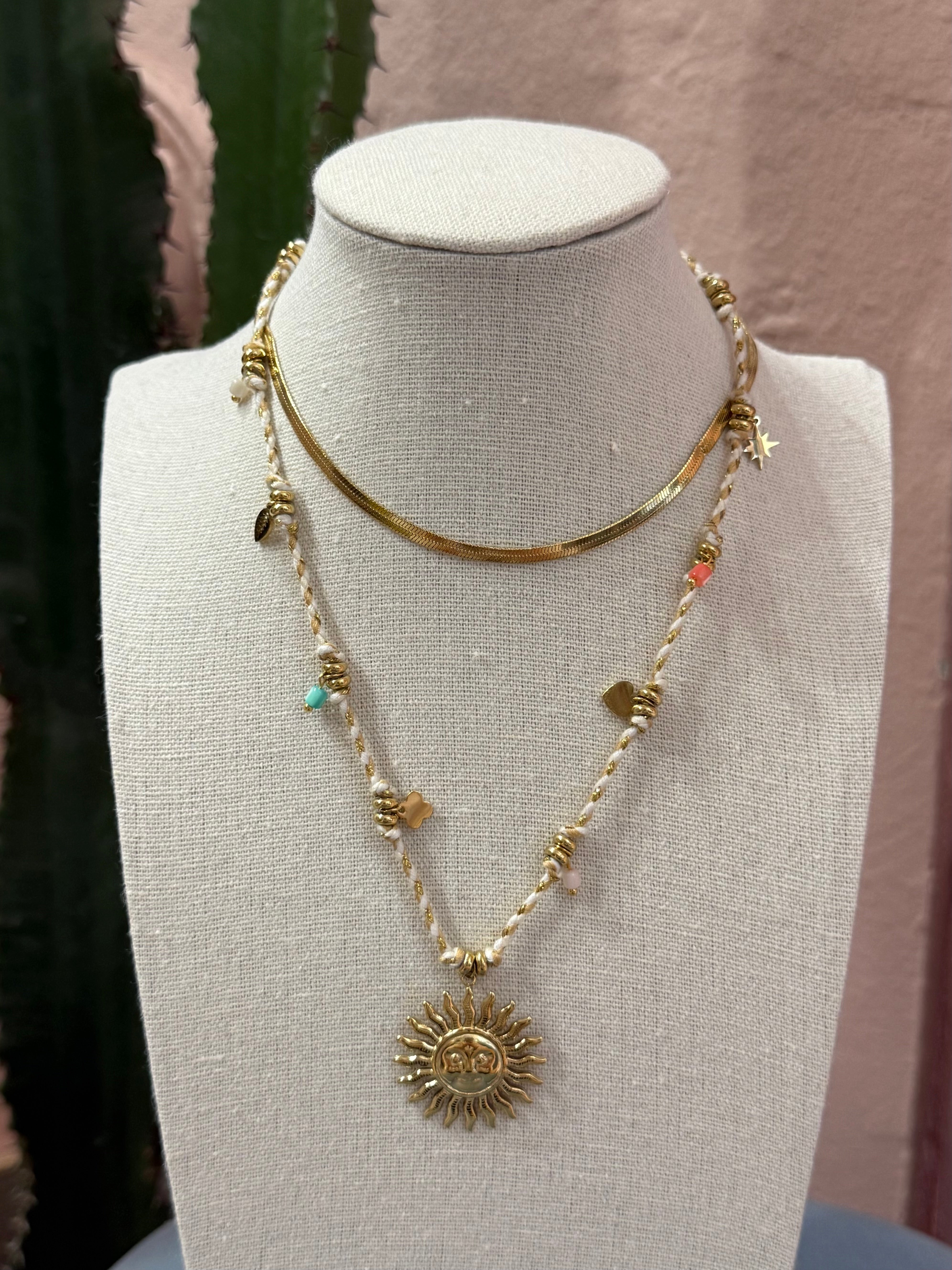 Collana con Sole in corda più colori