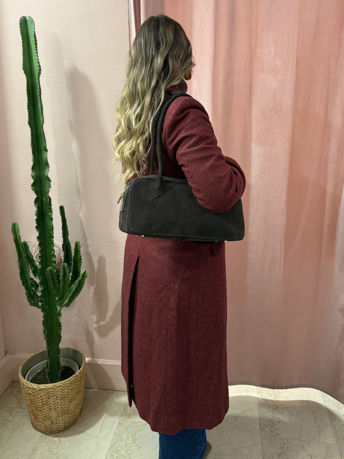 Cappotto bordeaux lana e seta